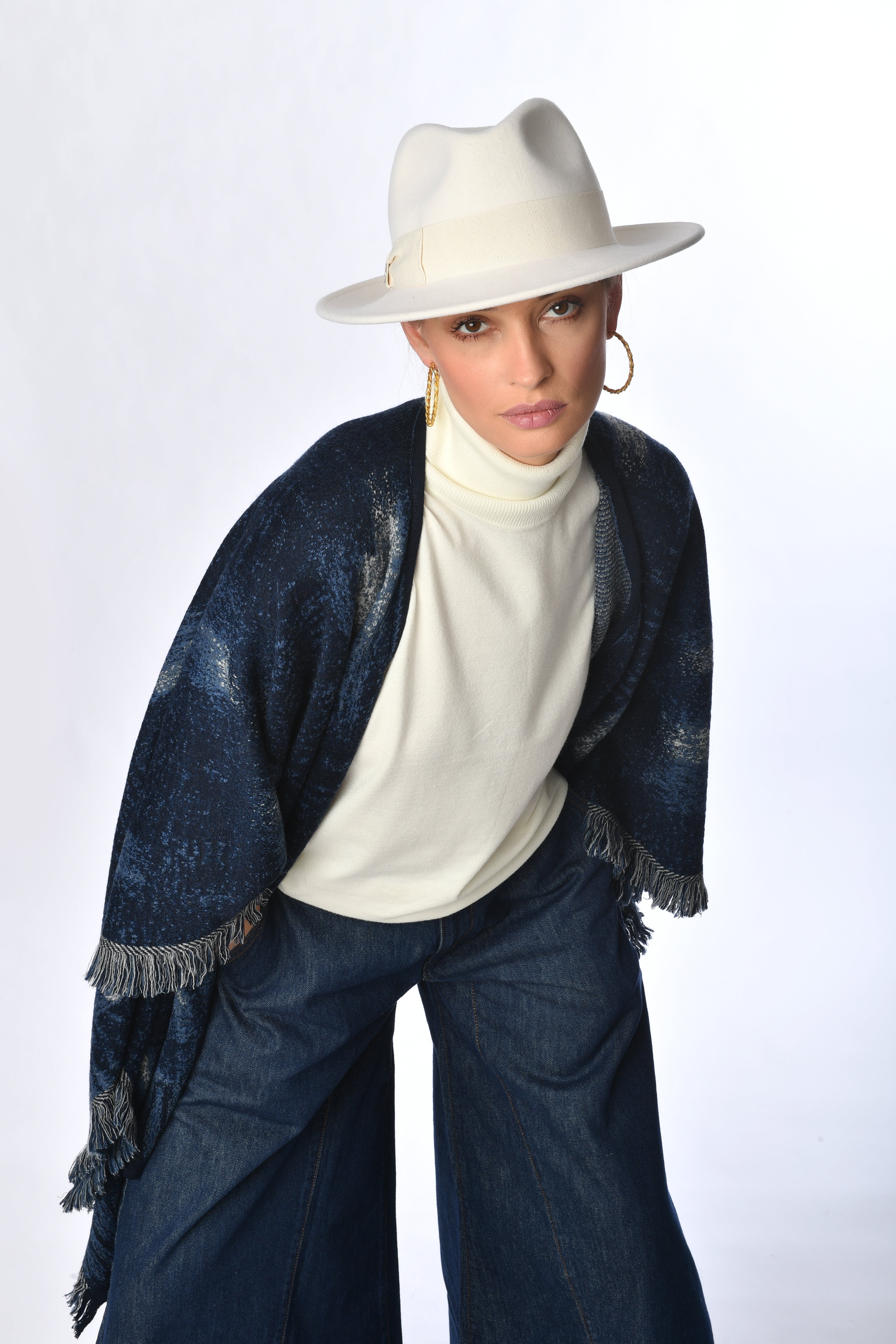 Wide Leg Denim Trousers