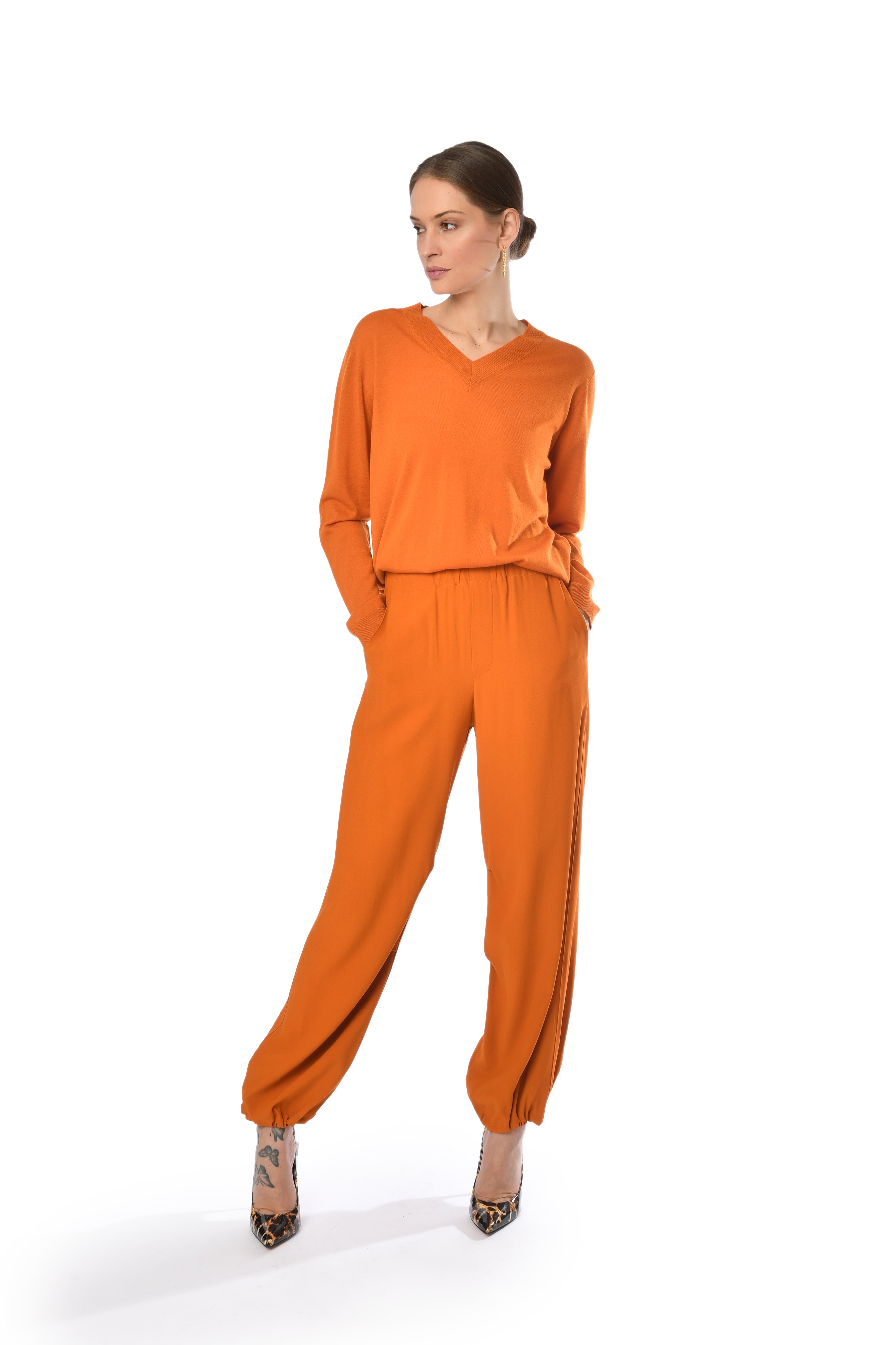High-Waisted Orange Trousers