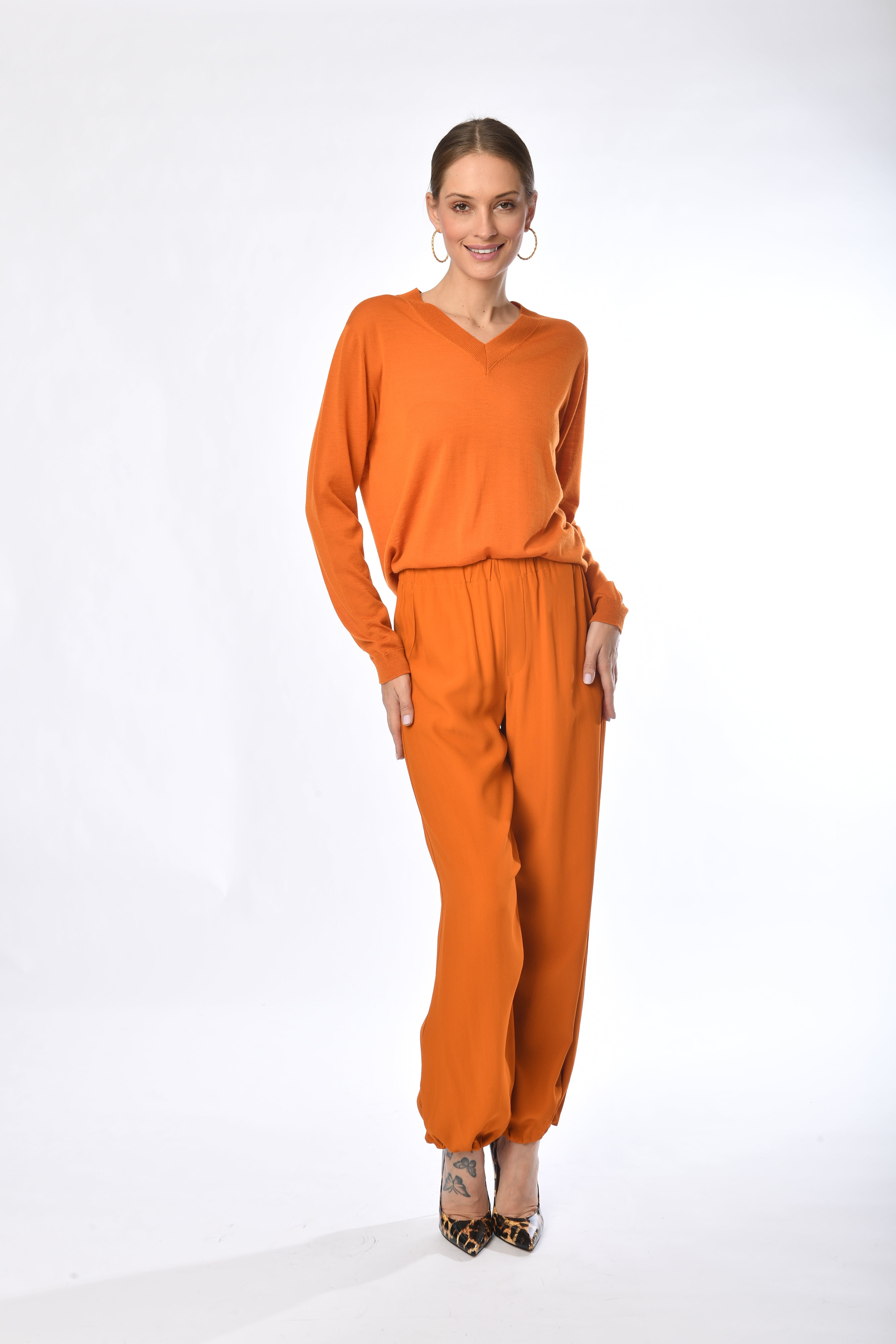 High-Waisted Orange Trousers
