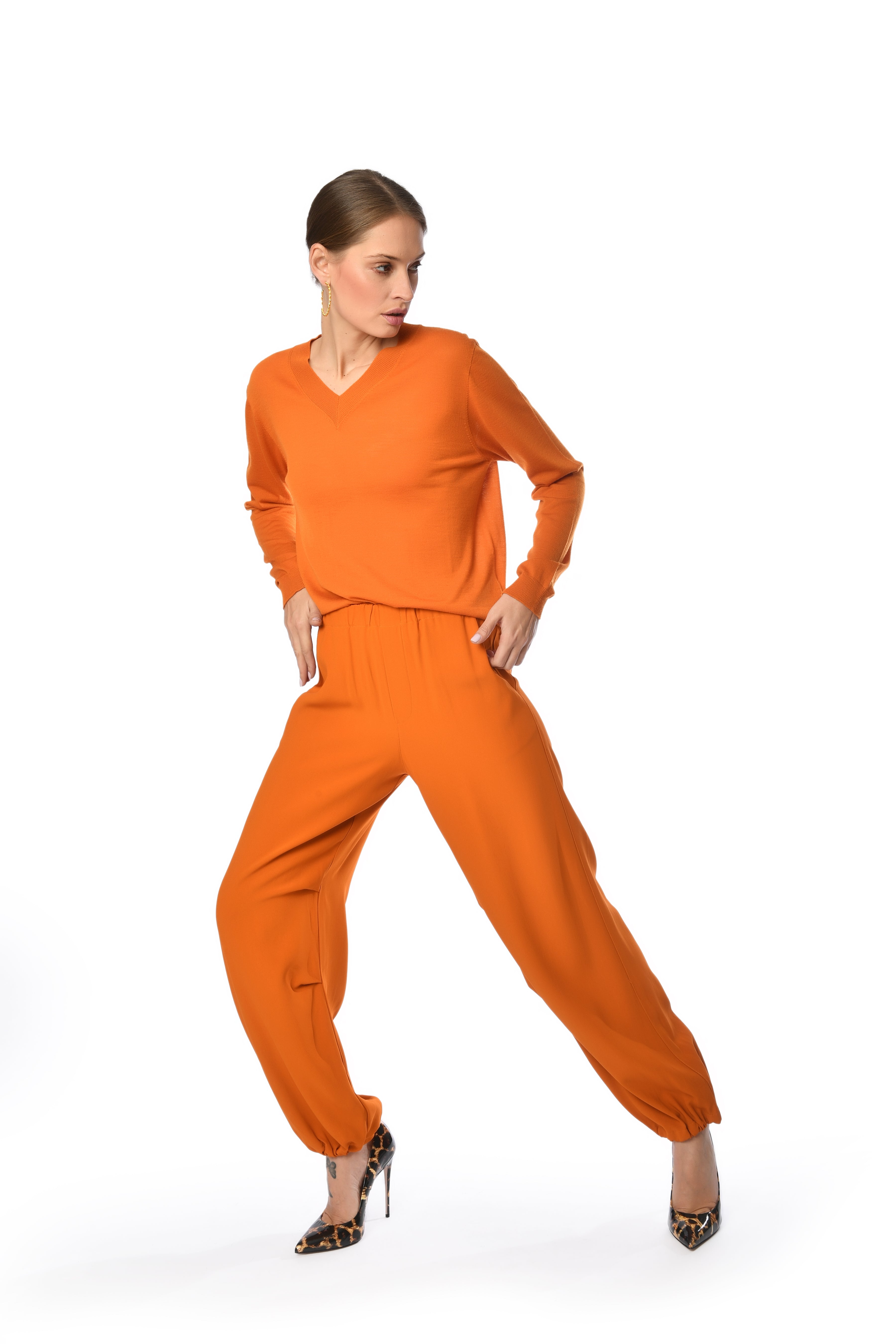 High-Waisted Orange Trousers