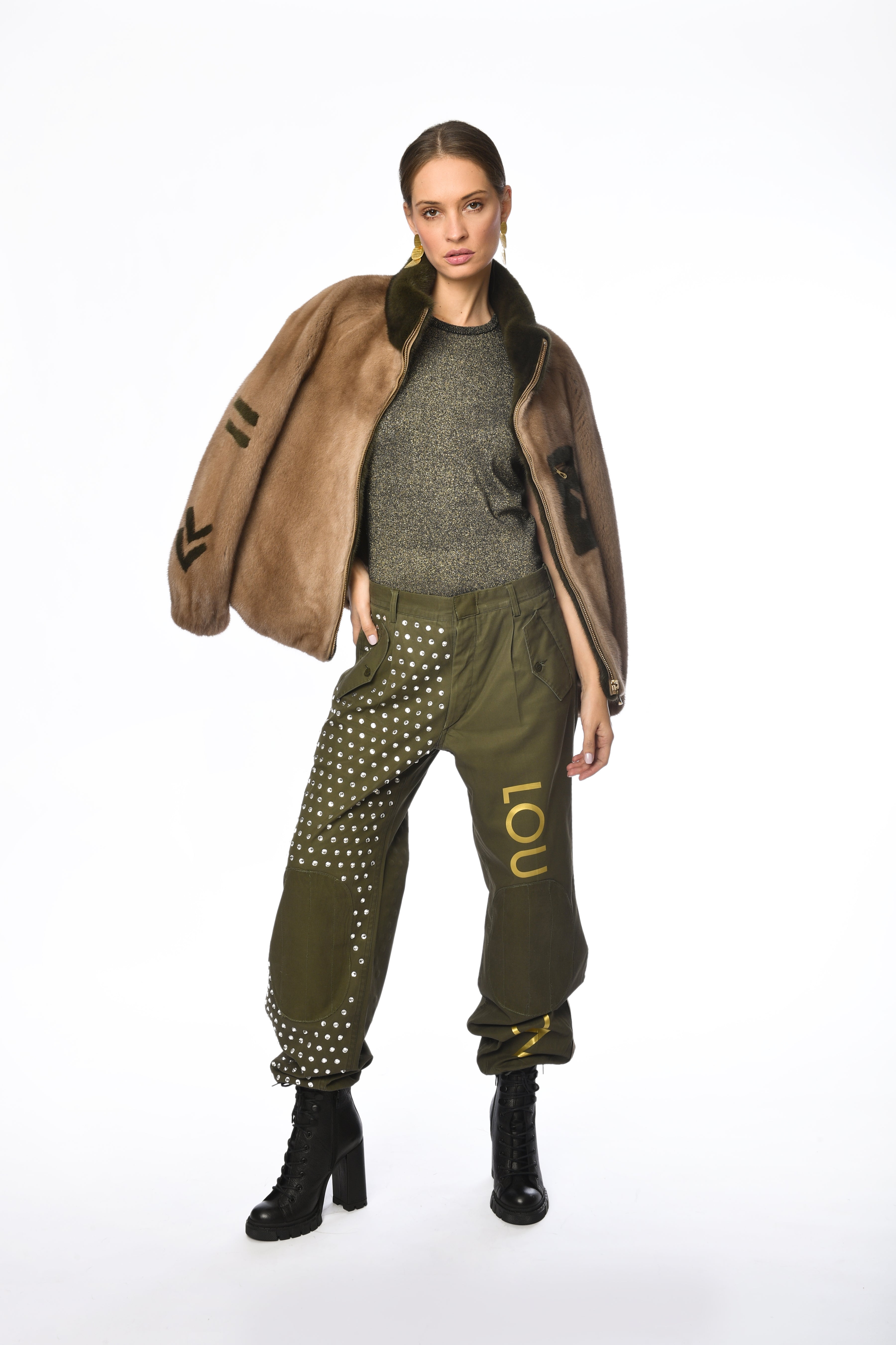 Olive Green Relaxed-Fit Trousers