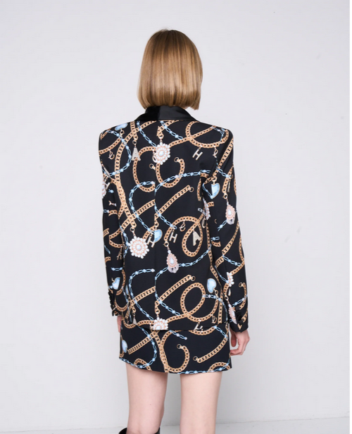 Black and Gold Patterned Blazer