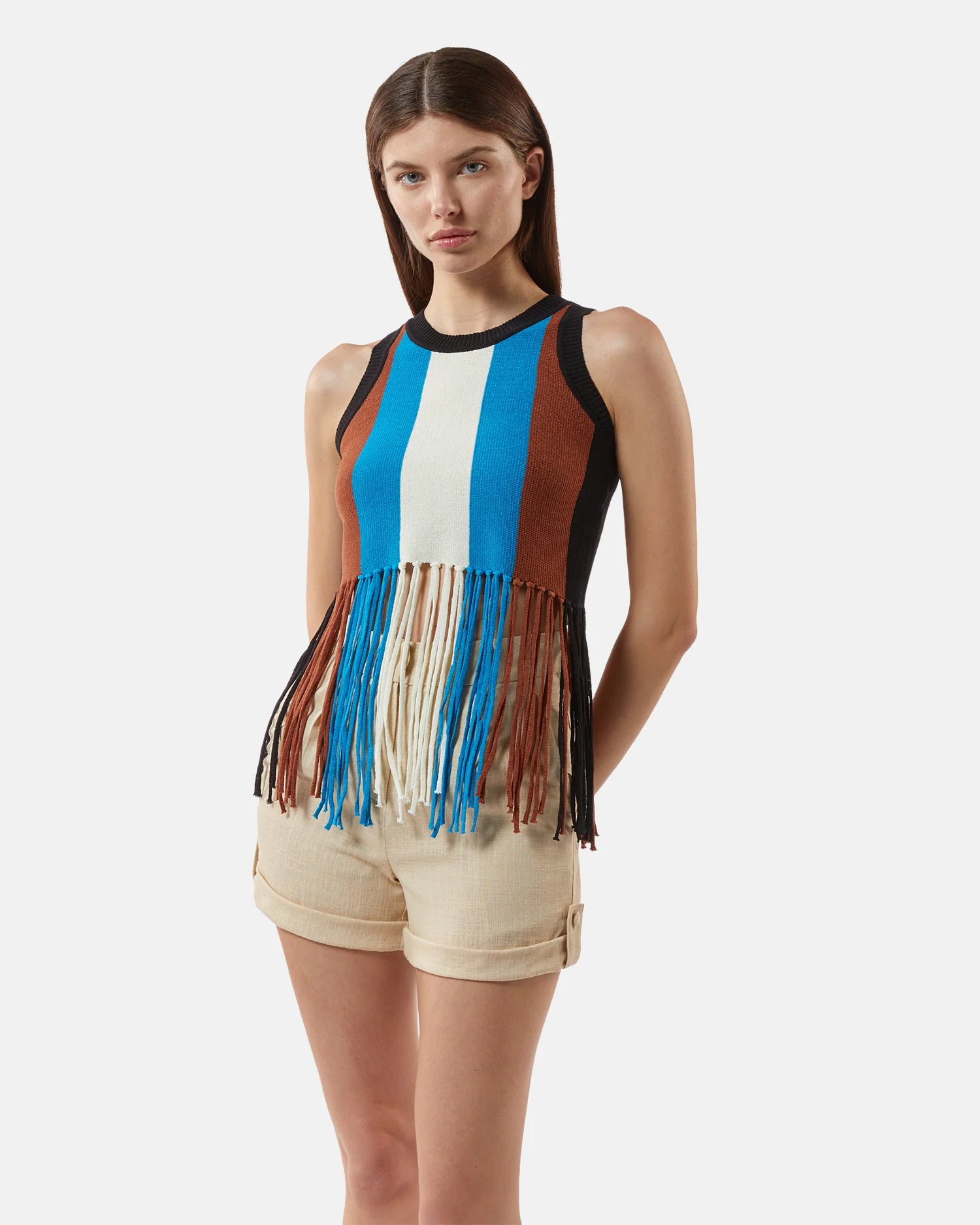 Striped Fringe Blouse