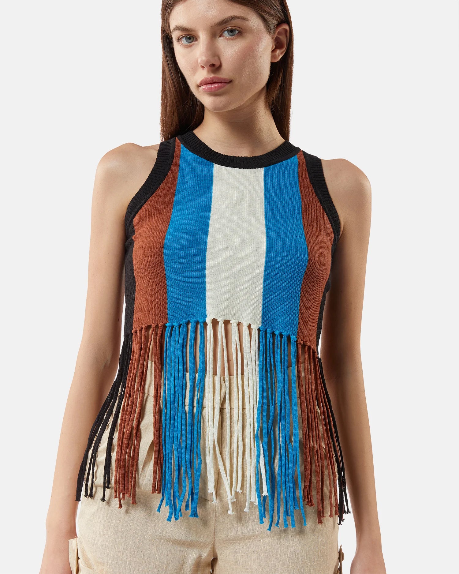 Striped Fringe Blouse