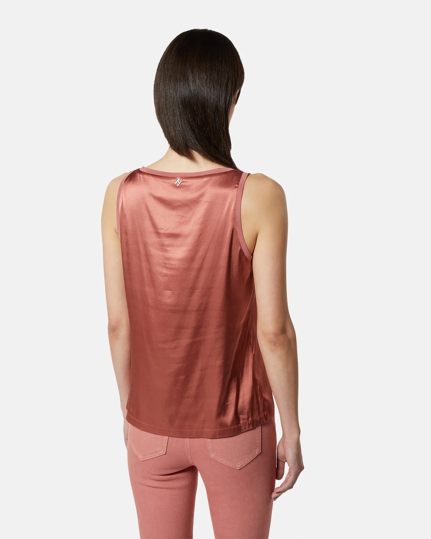 Lace-Trim Satin Top
