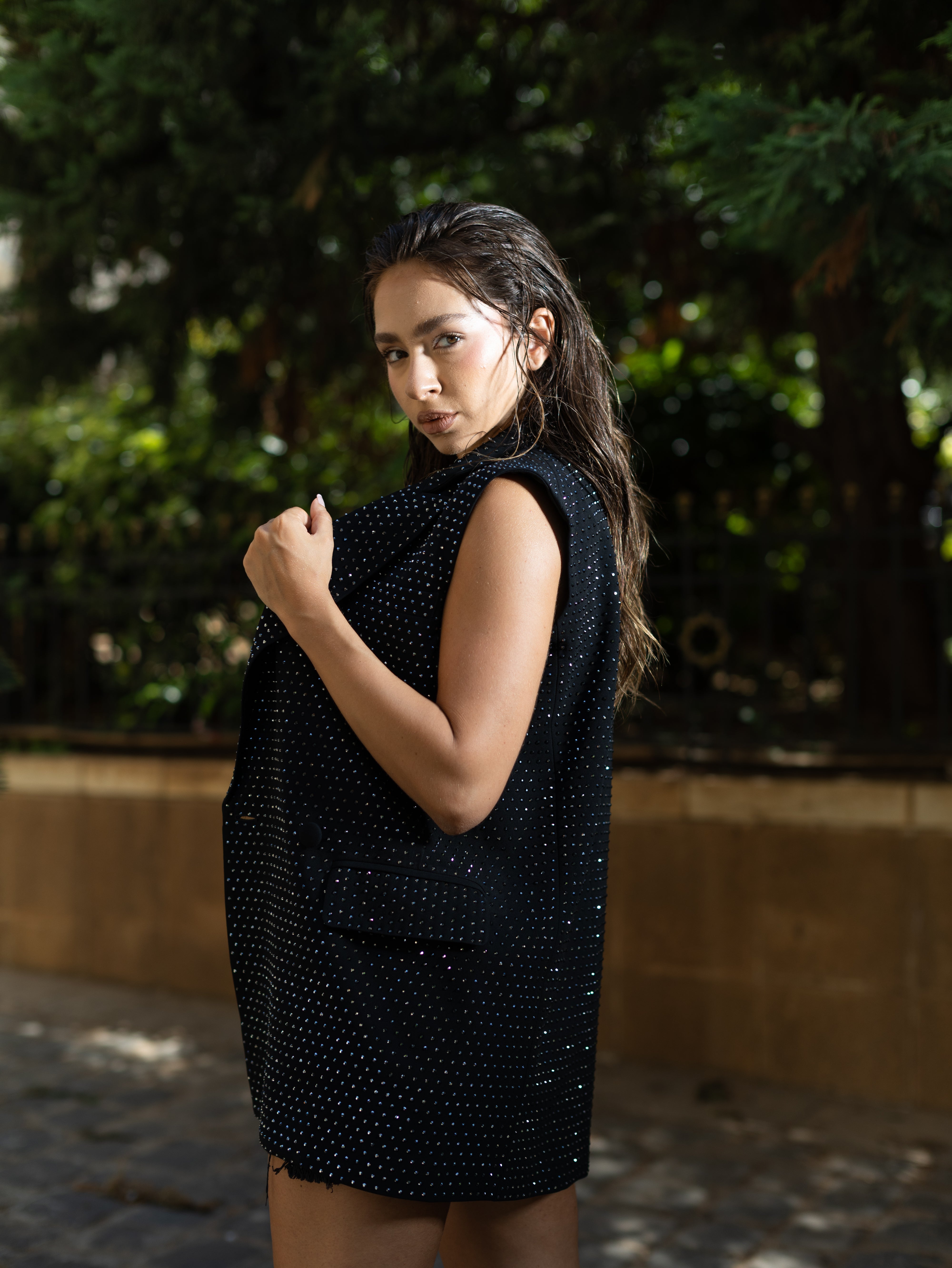 Midnight Crystal Tailored Vest