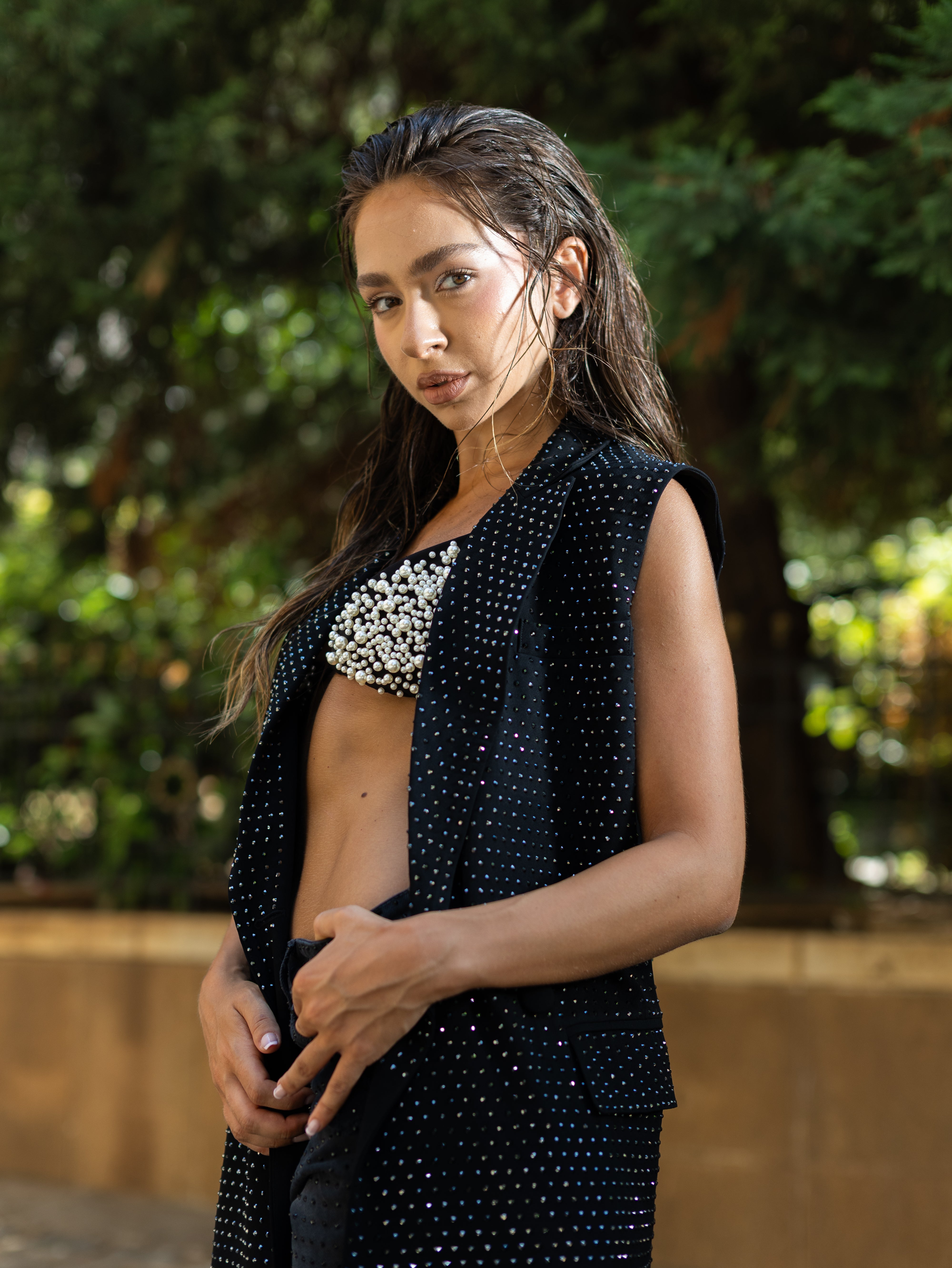 Midnight Crystal Tailored Vest