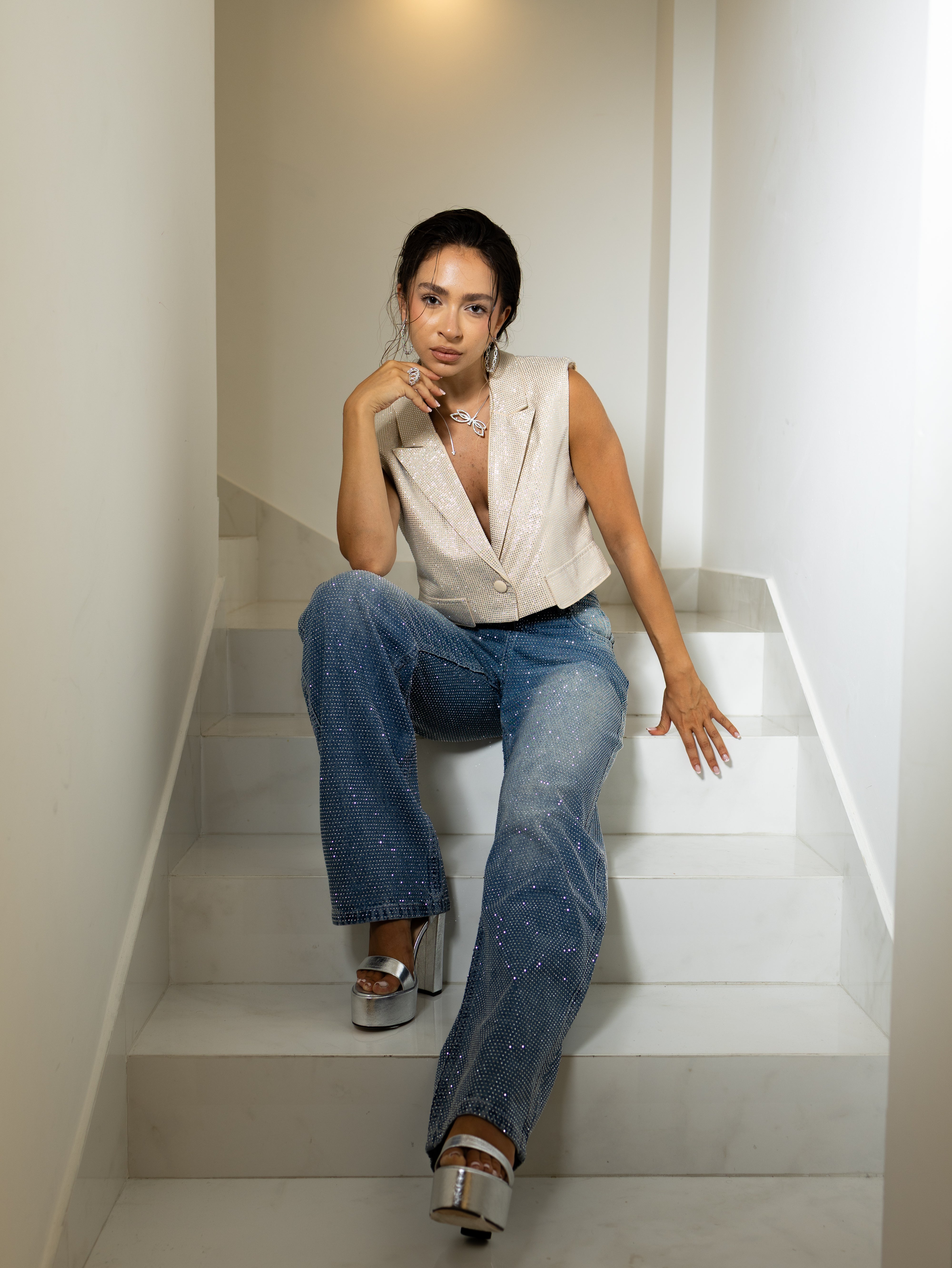 Stardust Crystal Straight-Leg Jeans