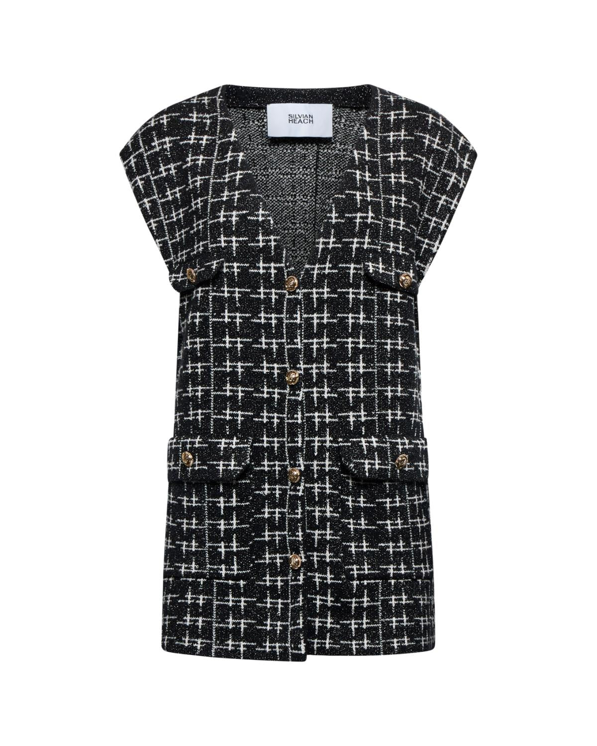 Monochrome Gridline Tweed Blazer
