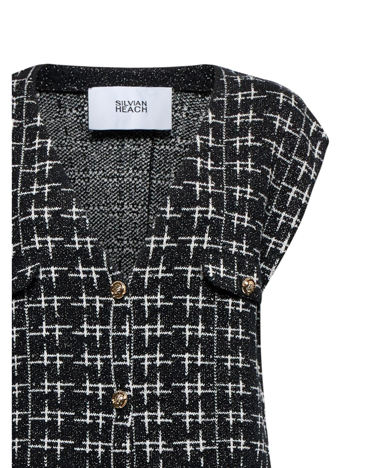 Monochrome Gridline Tweed Blazer