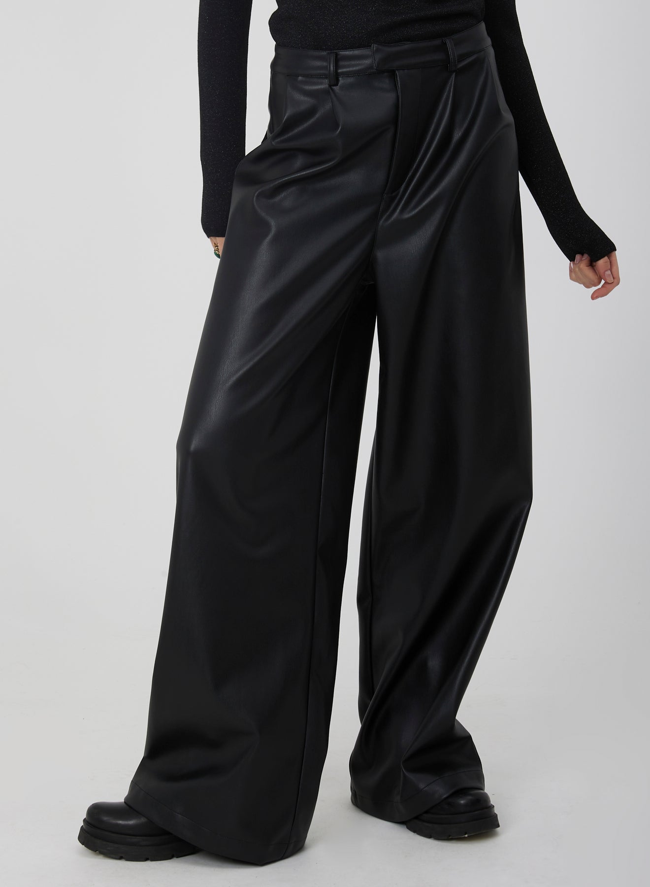 WIDE FAUX LEATHER TROUSERS SI/2241