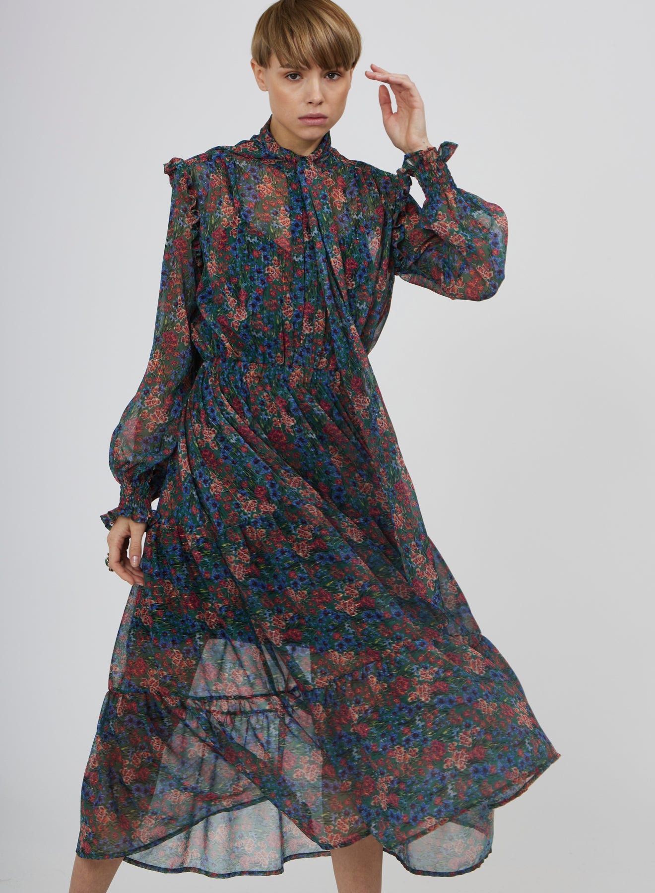 LONG DRESS WITH PUFF SLEEVES SI/2448