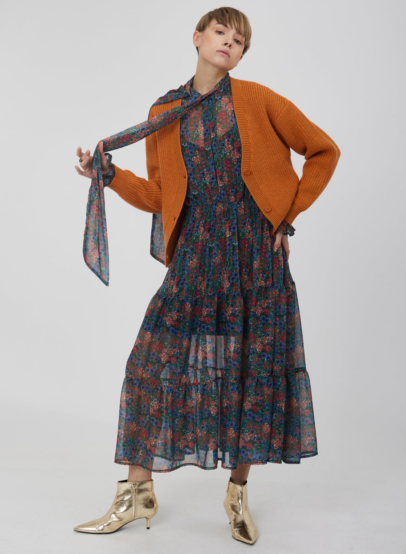 LONG DRESS WITH PUFF SLEEVES SI/2448