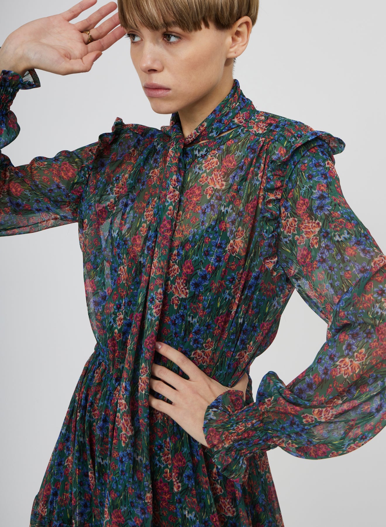 LONG DRESS WITH PUFF SLEEVES SI/2448
