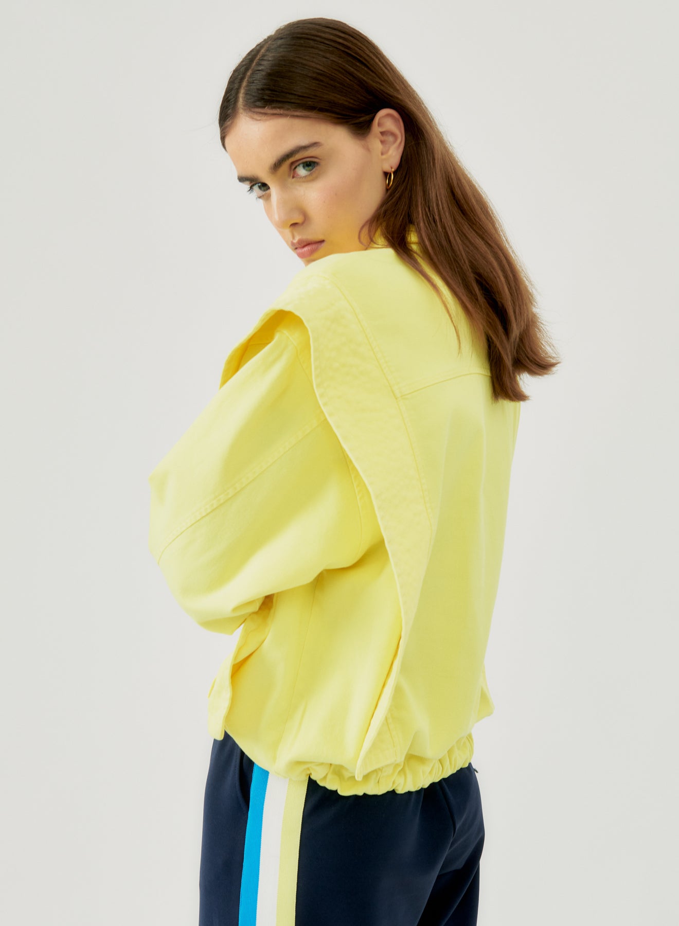 Denim Jacket With Gathered Hem Si/311 - Maria Pino