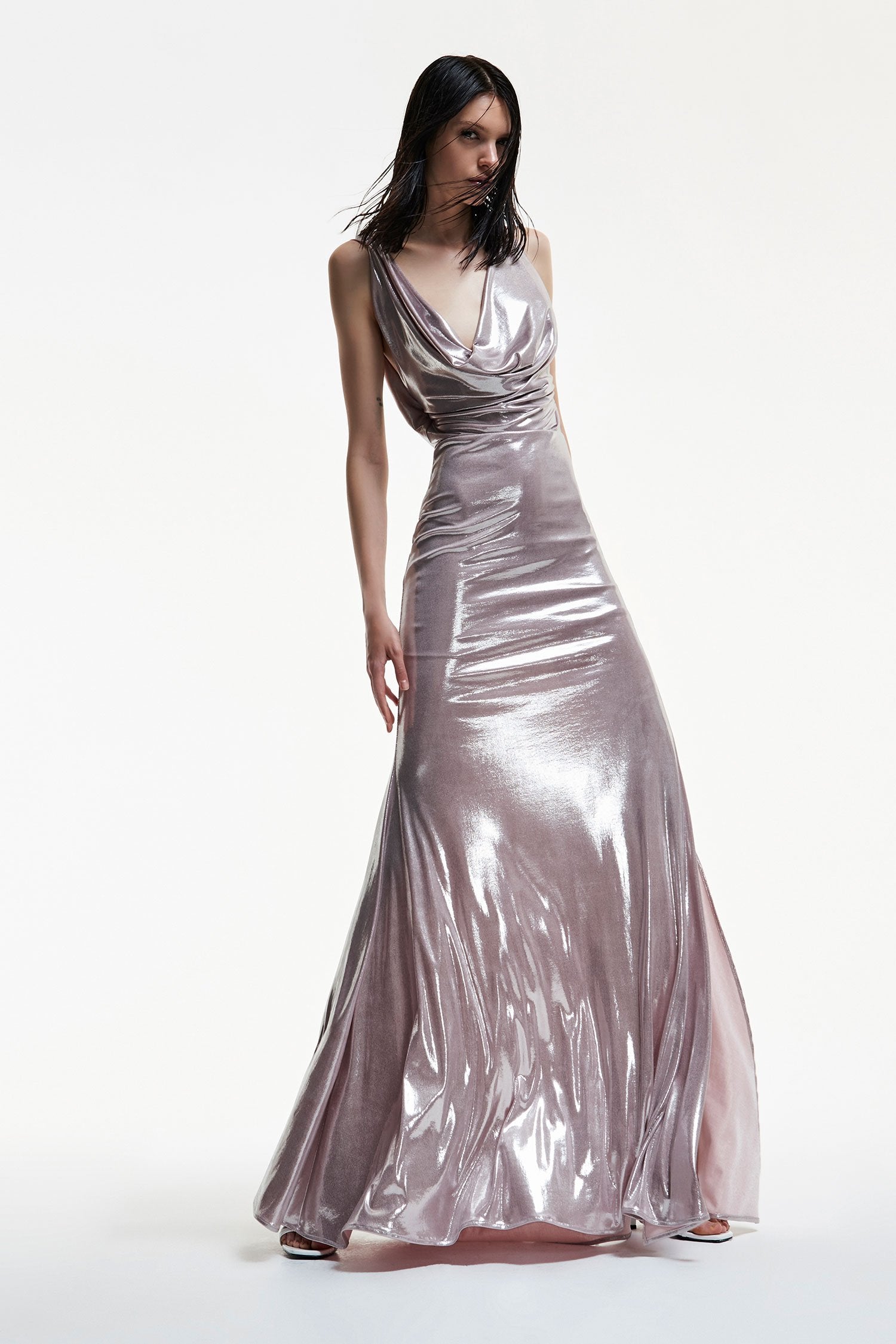 Silver Satin Dress