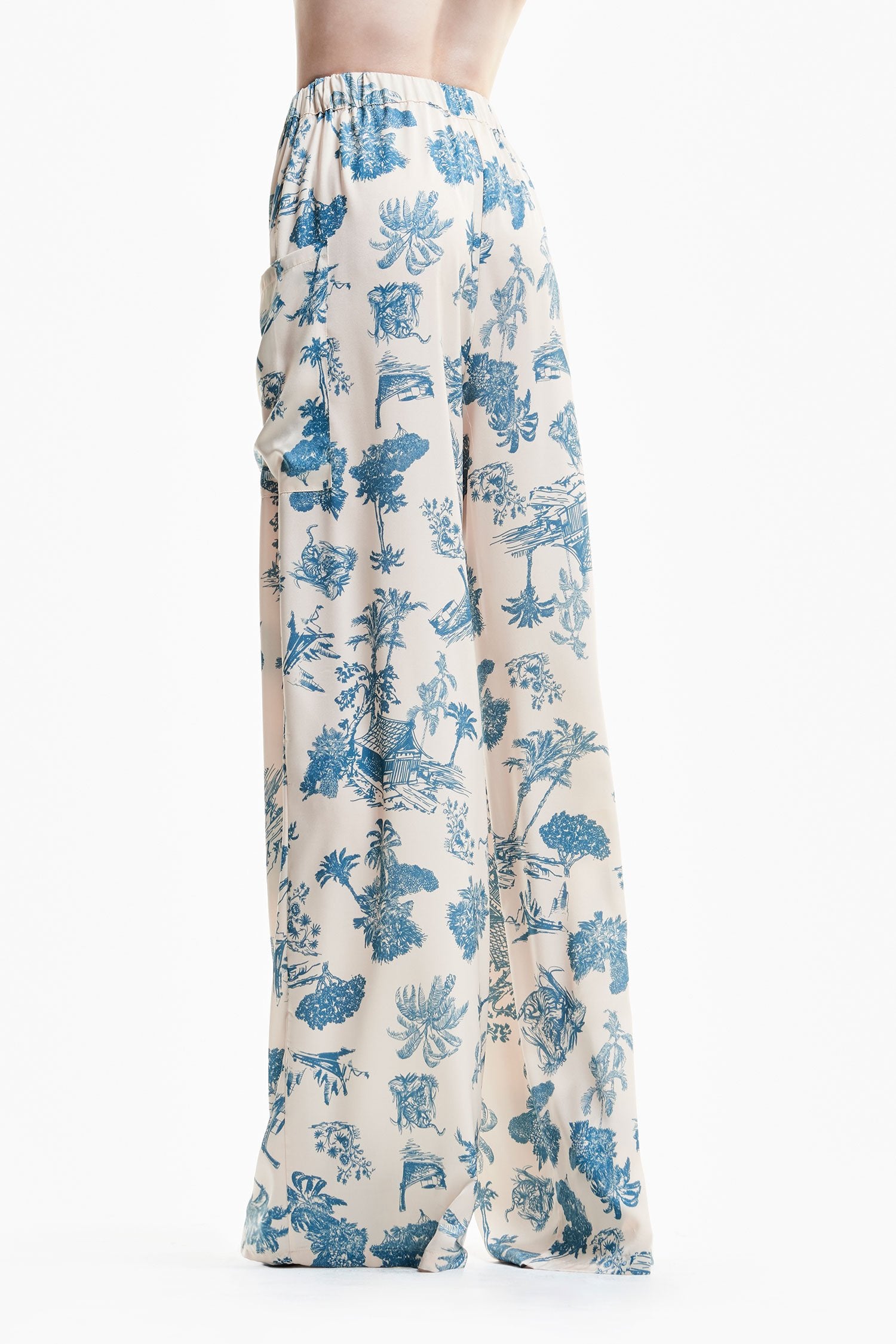 Wide-Leg Printed Trousers