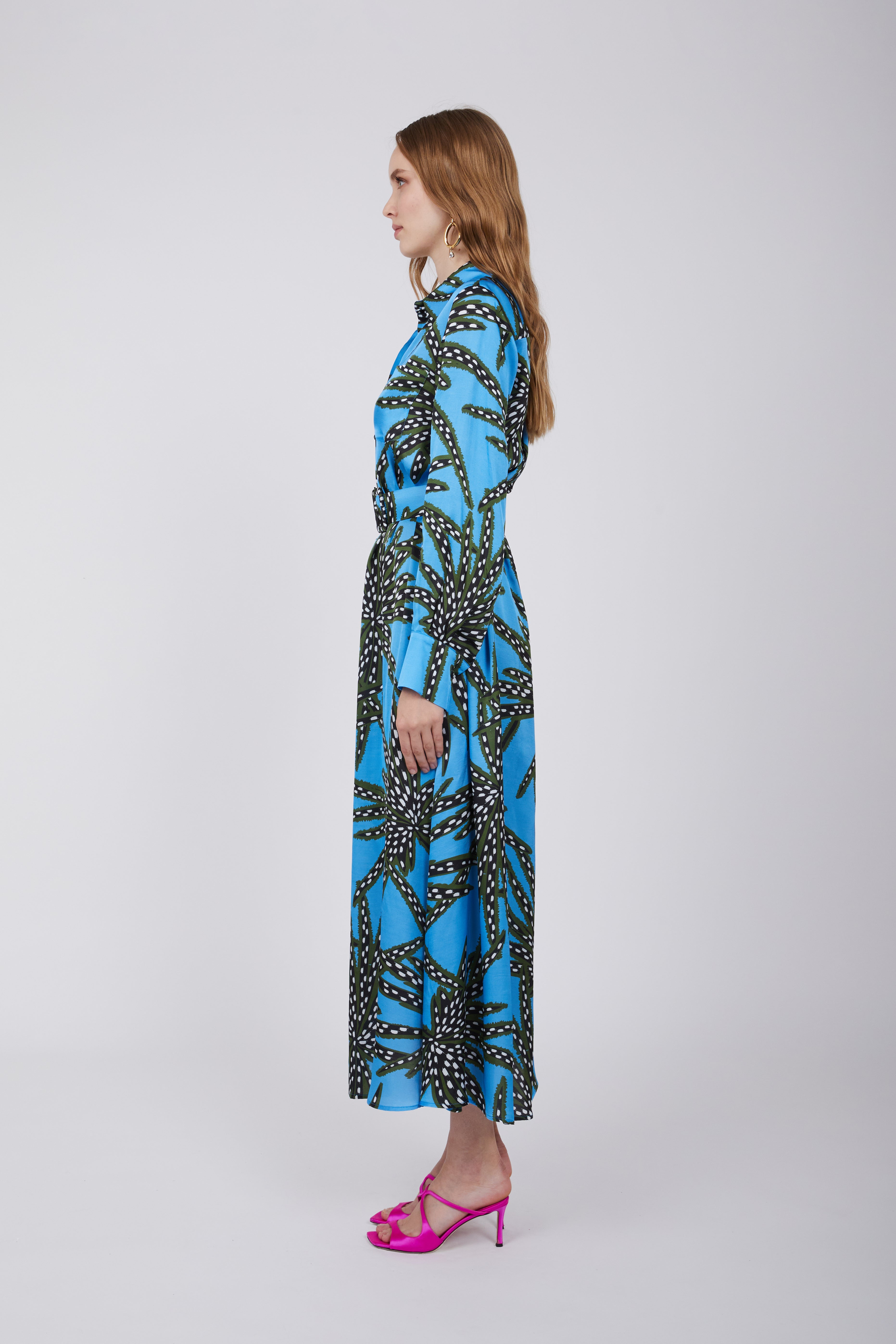 Bohemian Blue Floral Wrap Dress