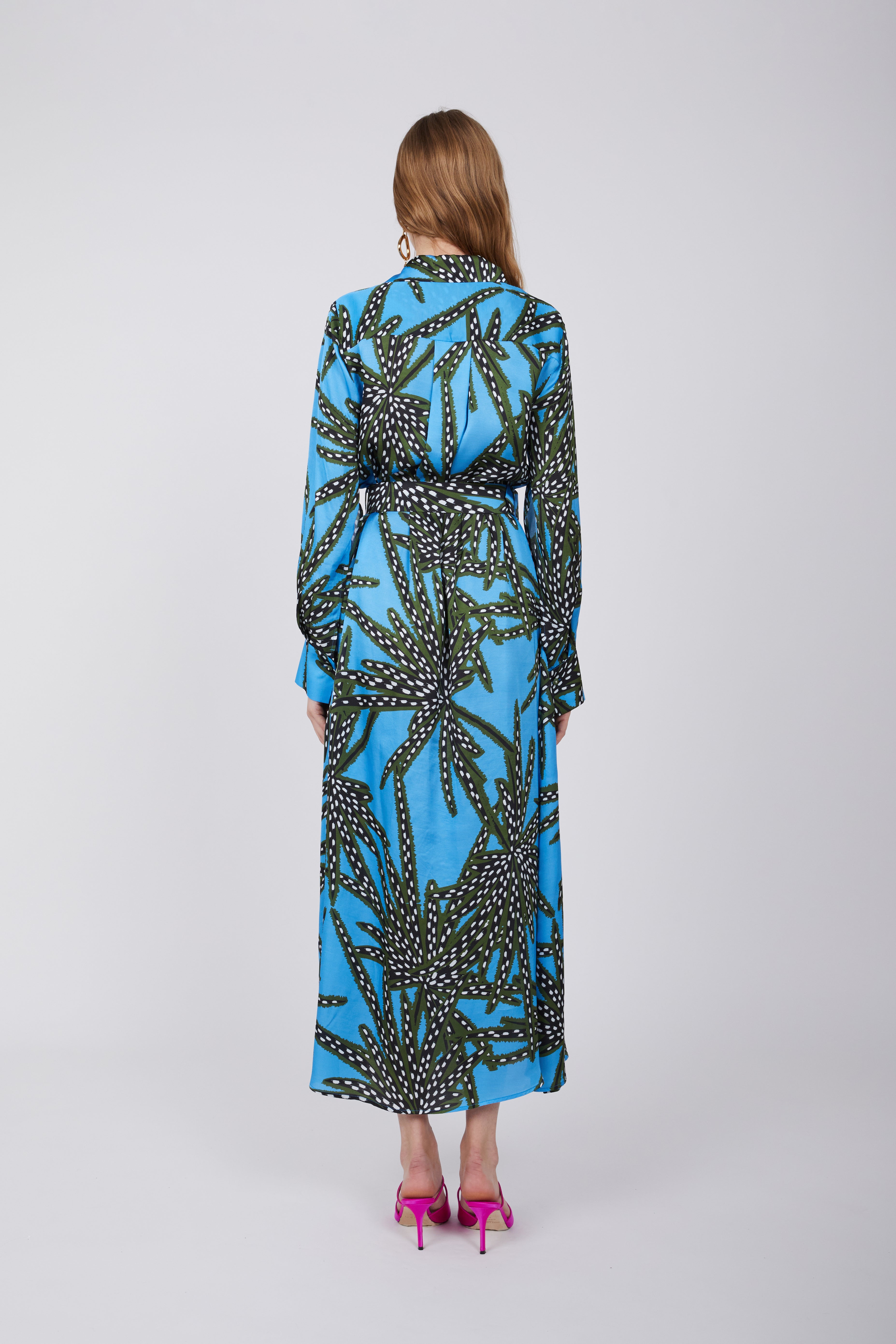 Bohemian Blue Floral Wrap Dress