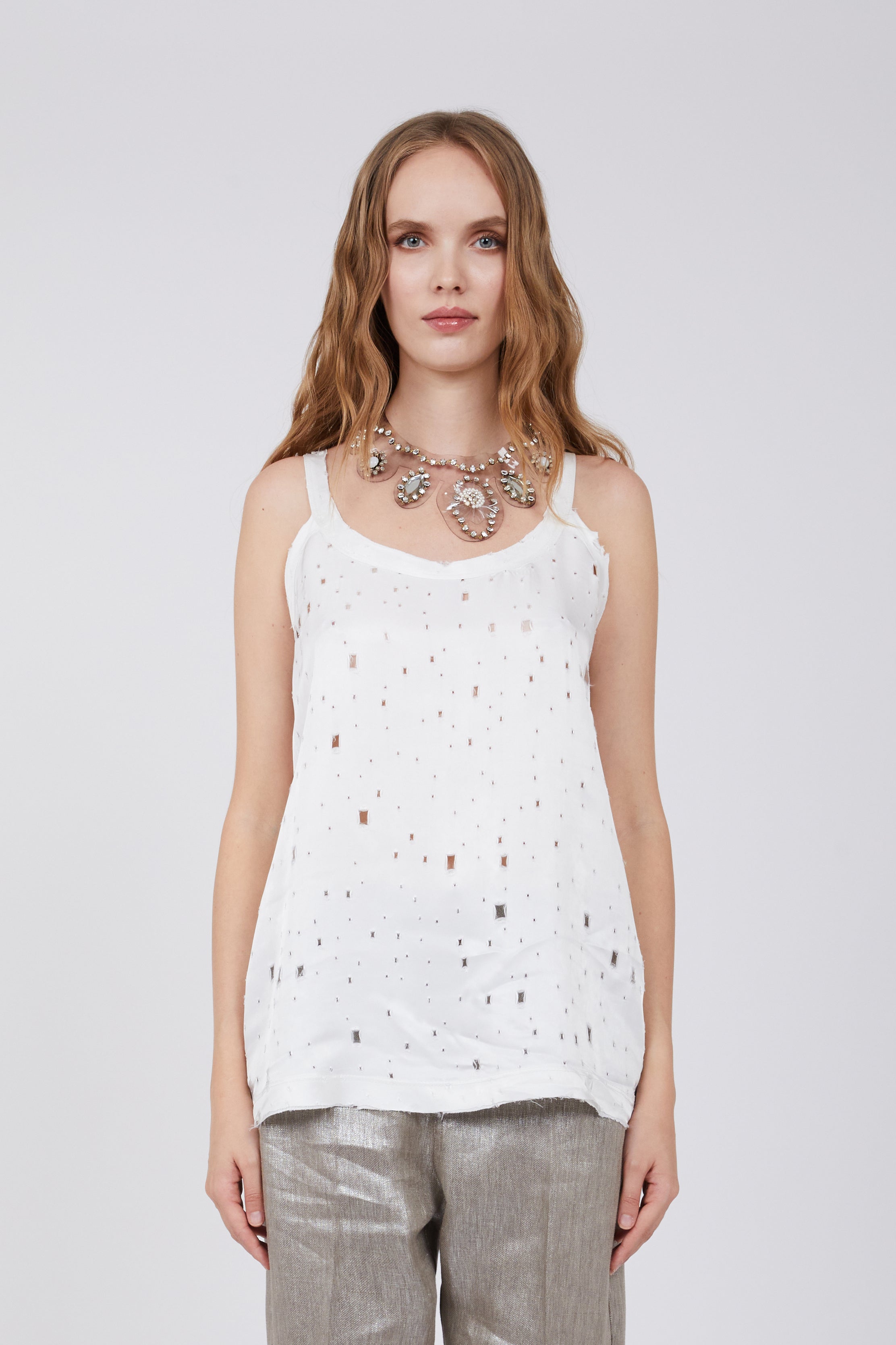 Lace-Detail White Top