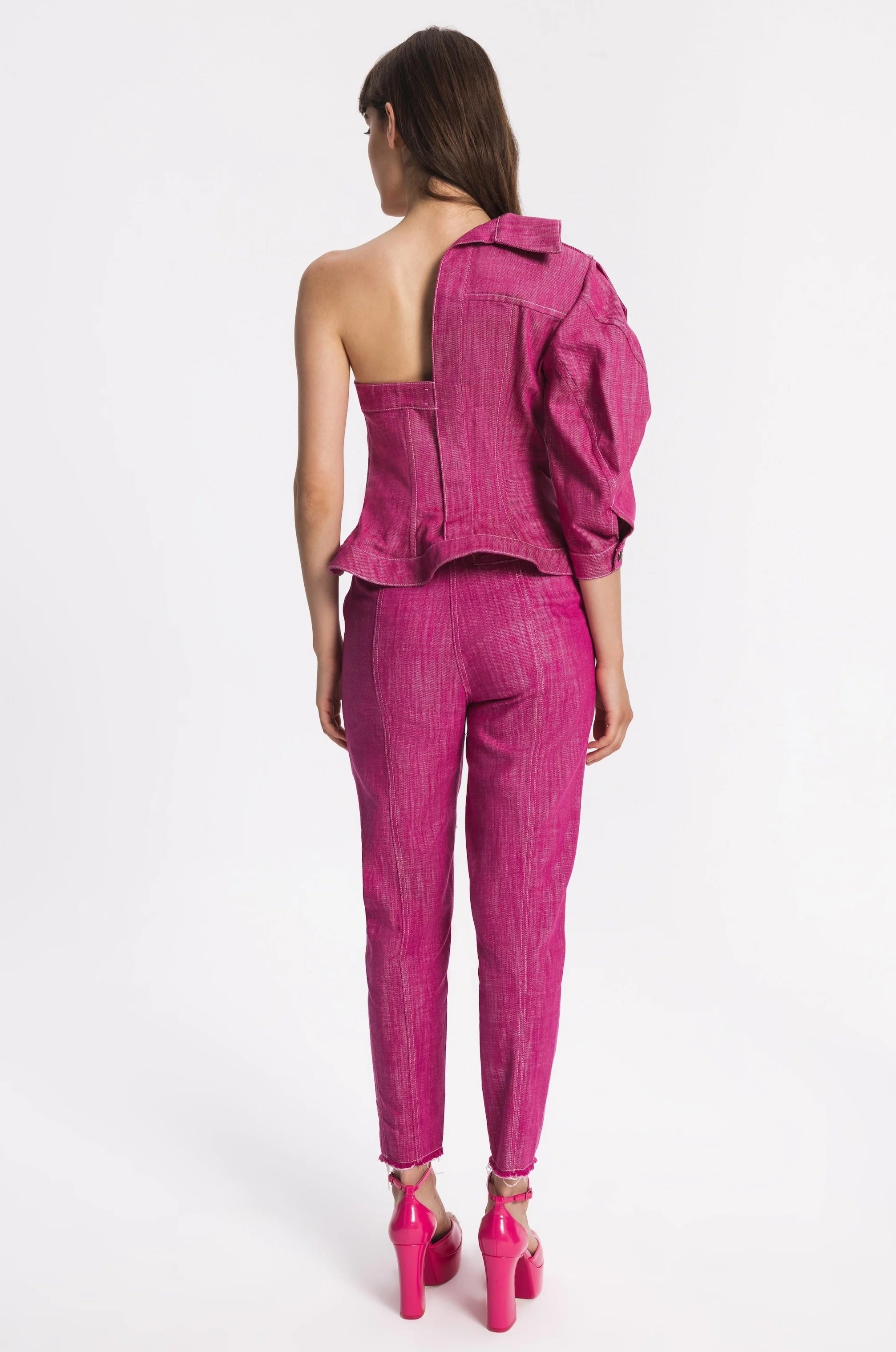 Chic Magenta Denim Trousers