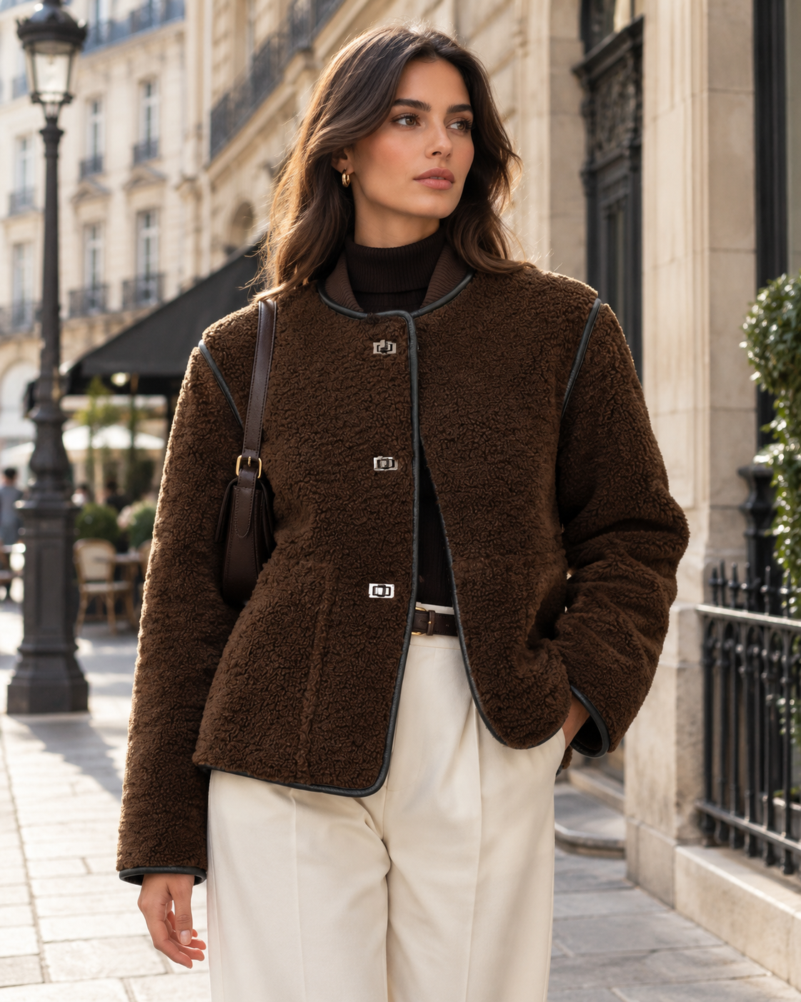 Teddy jacket with jewel closures