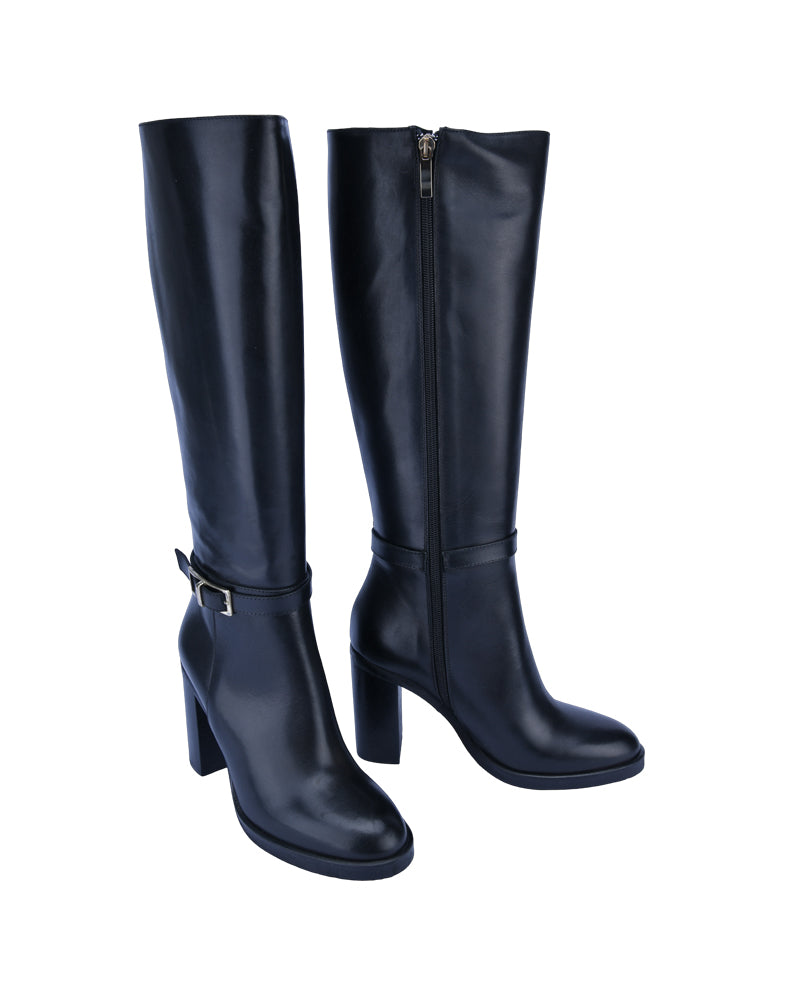 Buckled Mid-Calf Boot