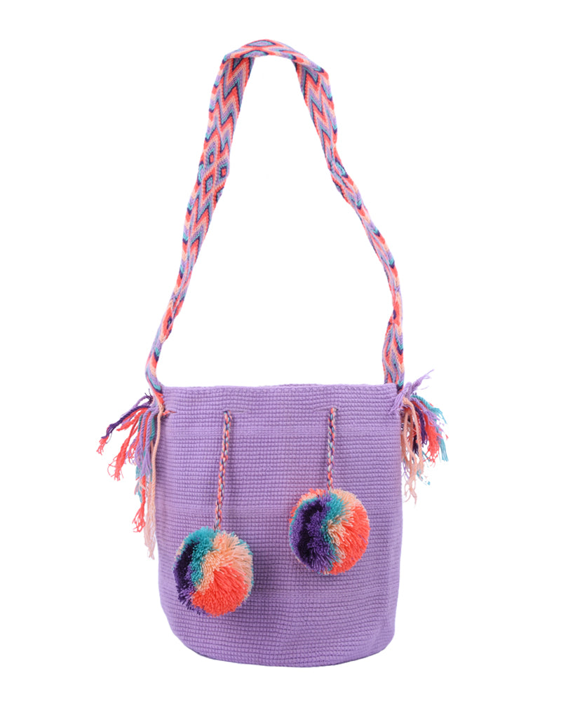 Pom Pom Braided Strap Handbag