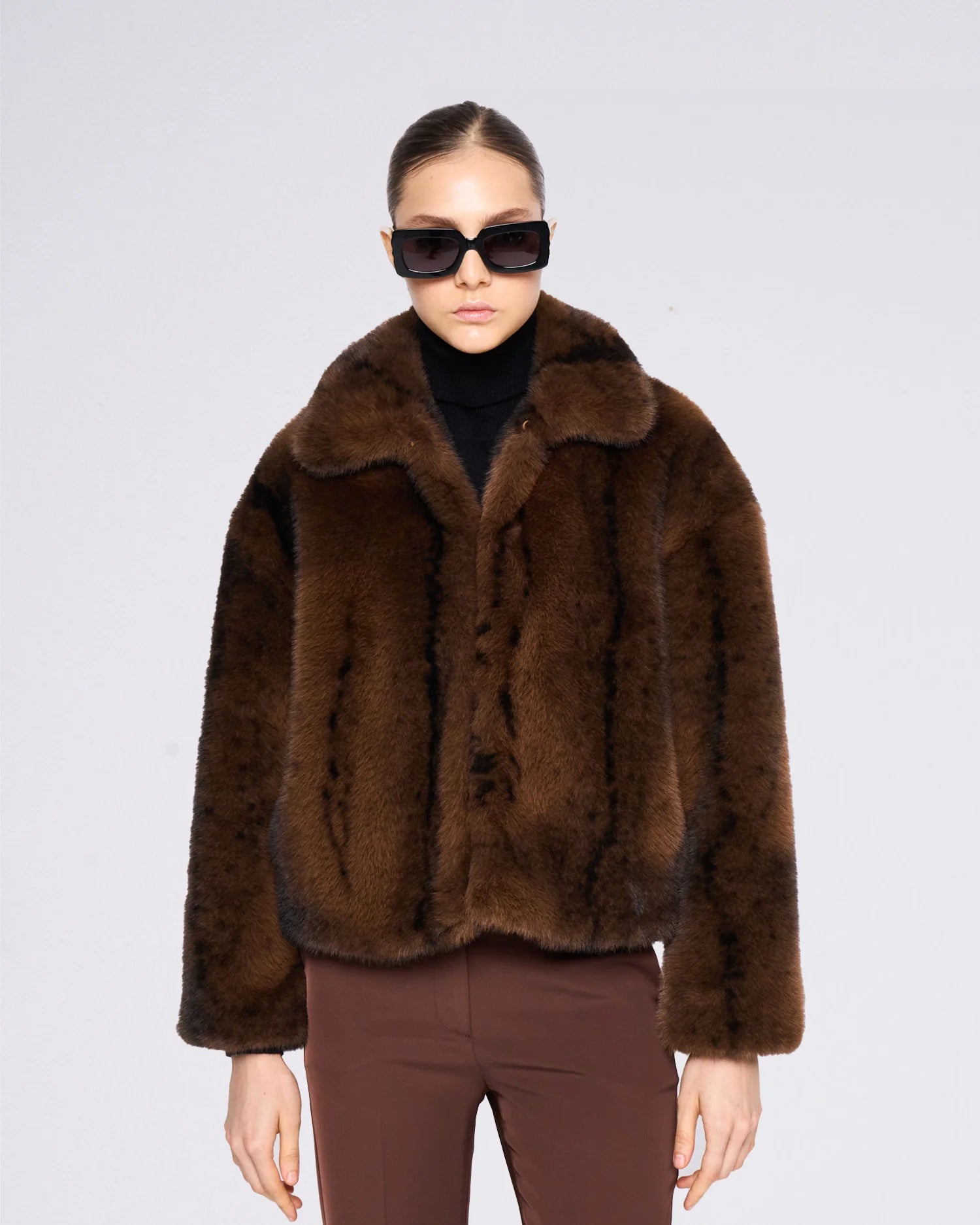 Plush Dark Brown Fur Jacket