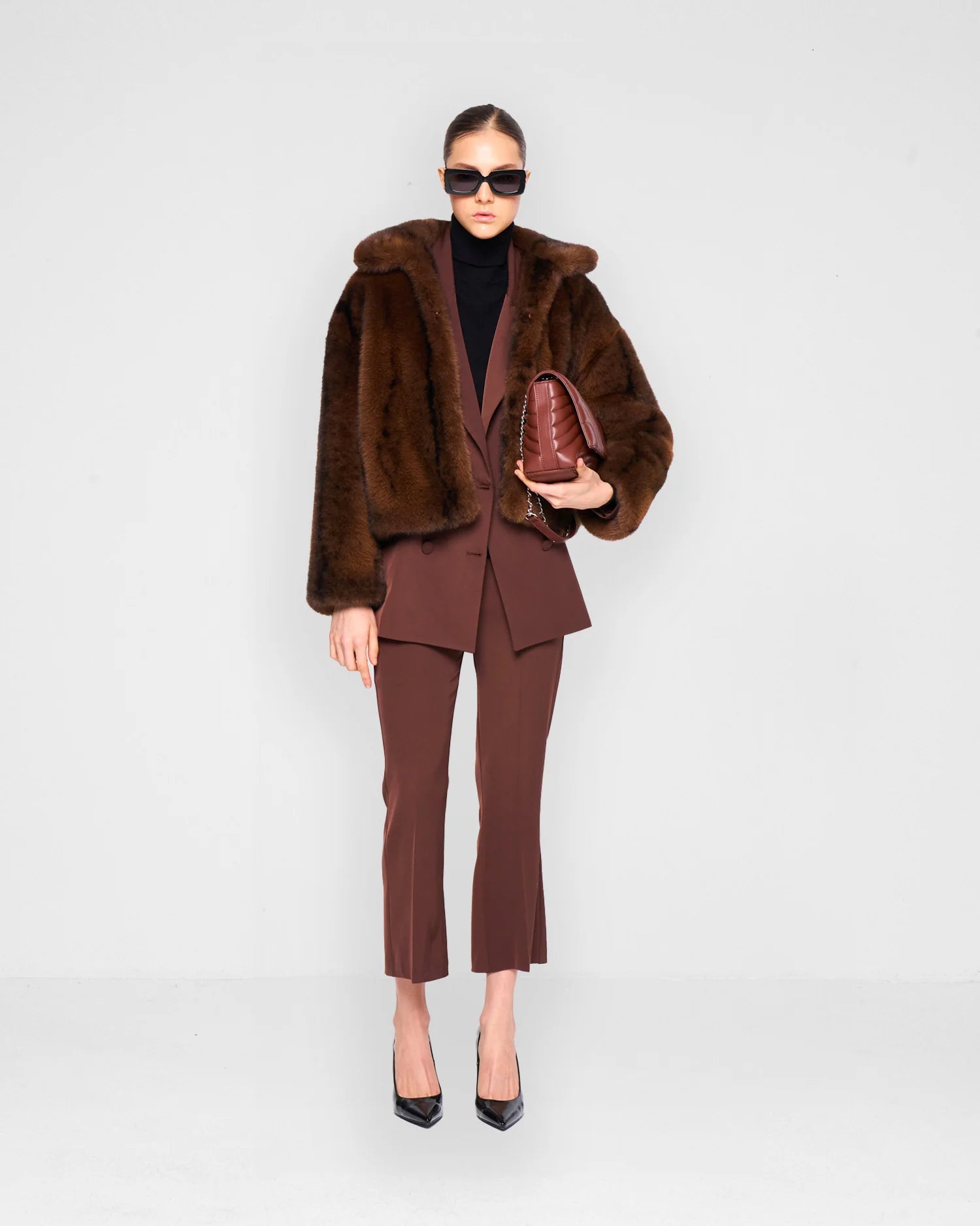 Plush Dark Brown Fur Jacket