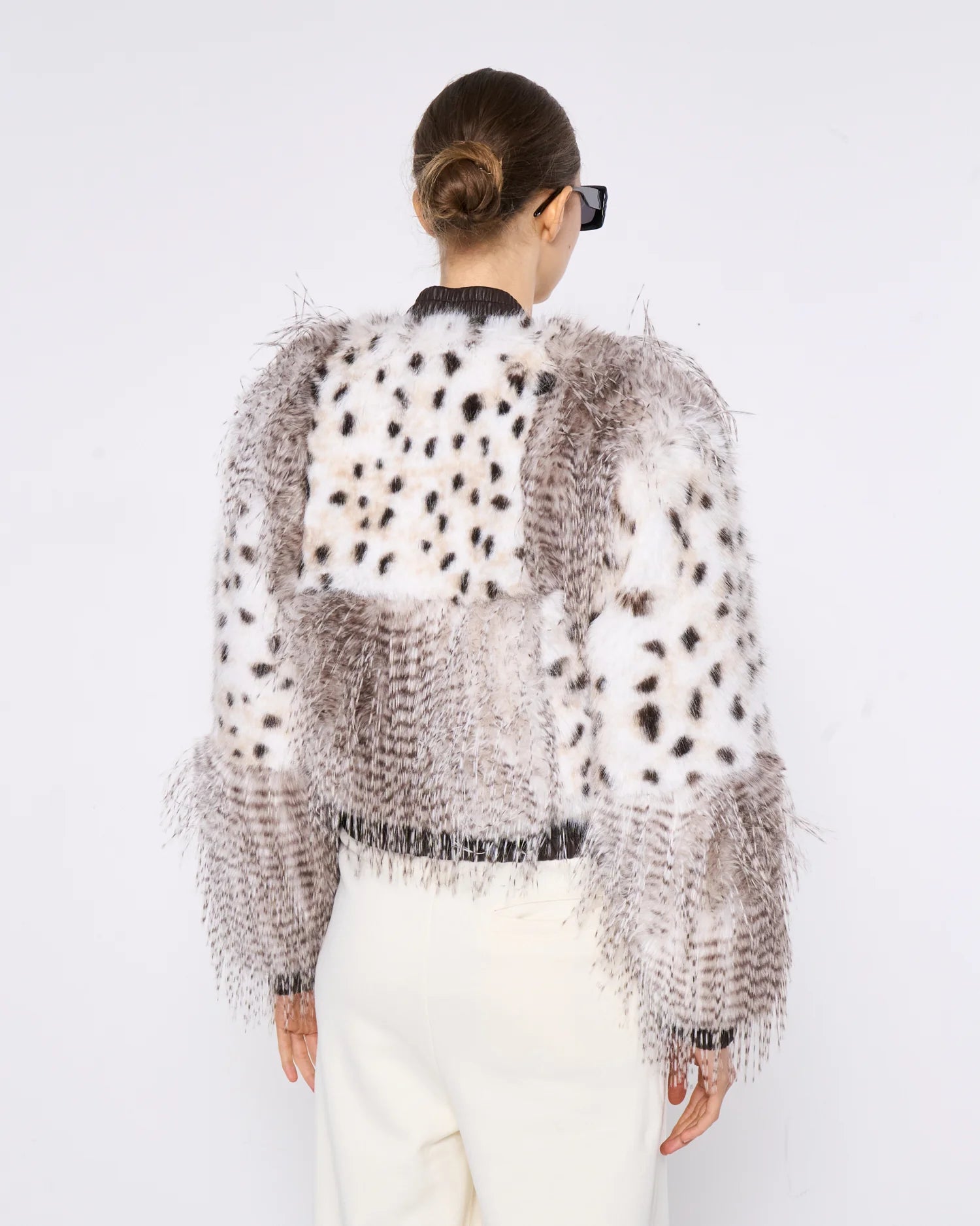 Chic Faux Fur Dalmation Print Sweater