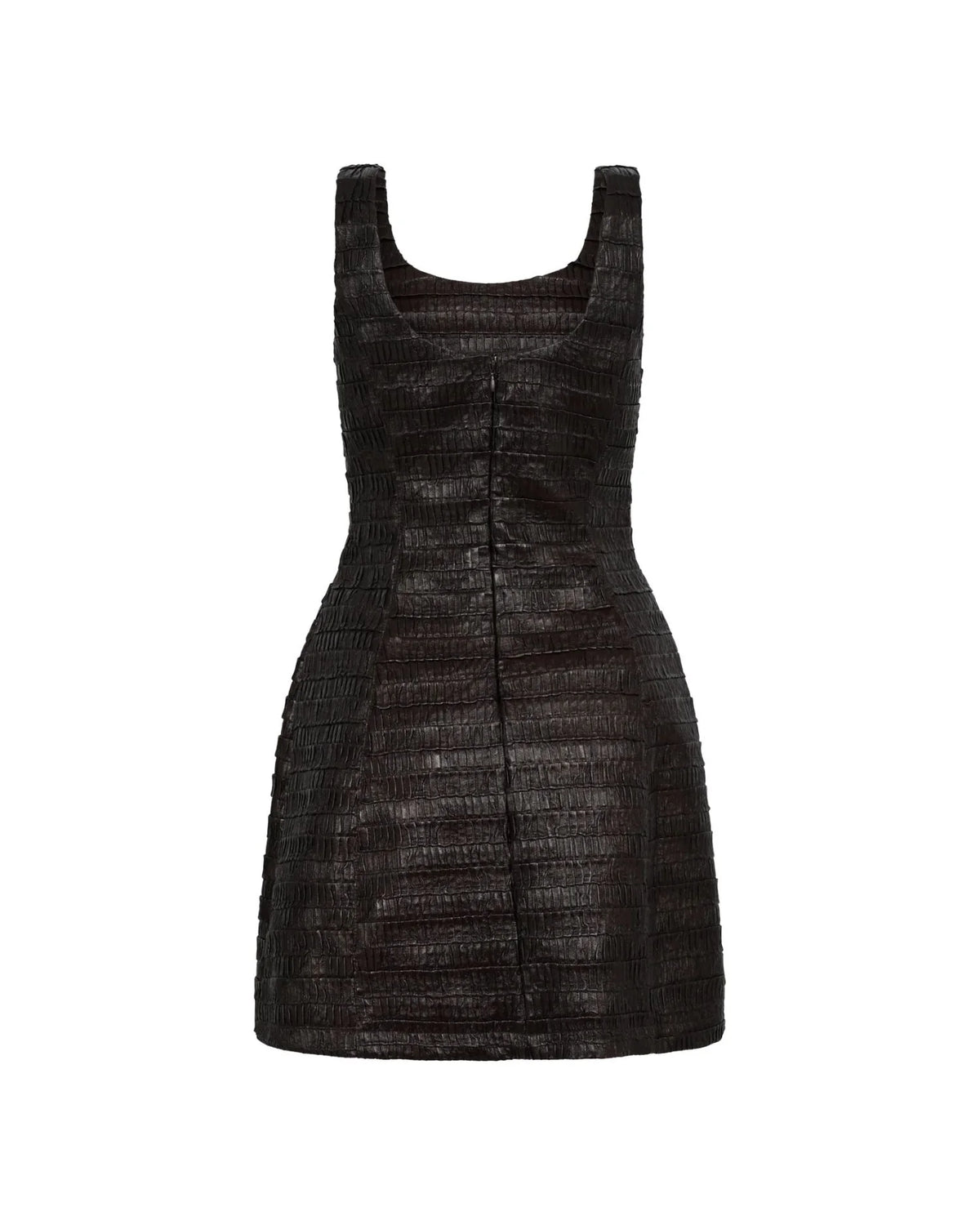 Structured mini dress with round neckline