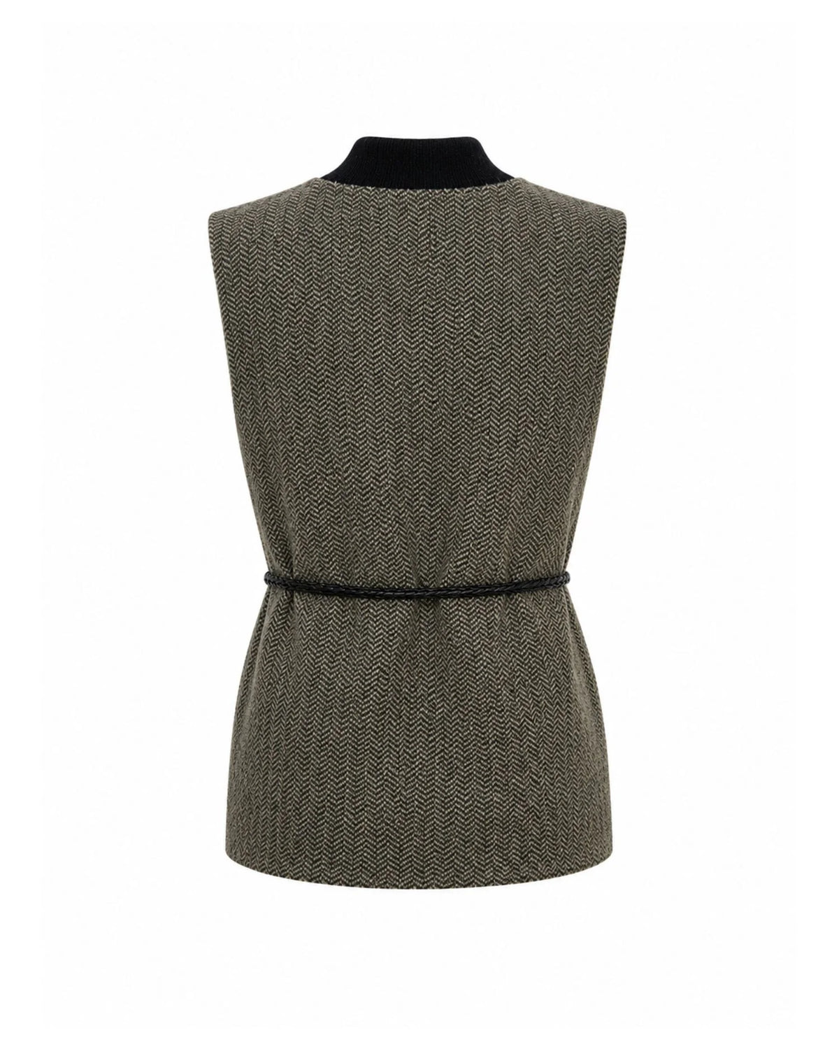 Tweed Effect Tailored Waistcoat with Rhinestones