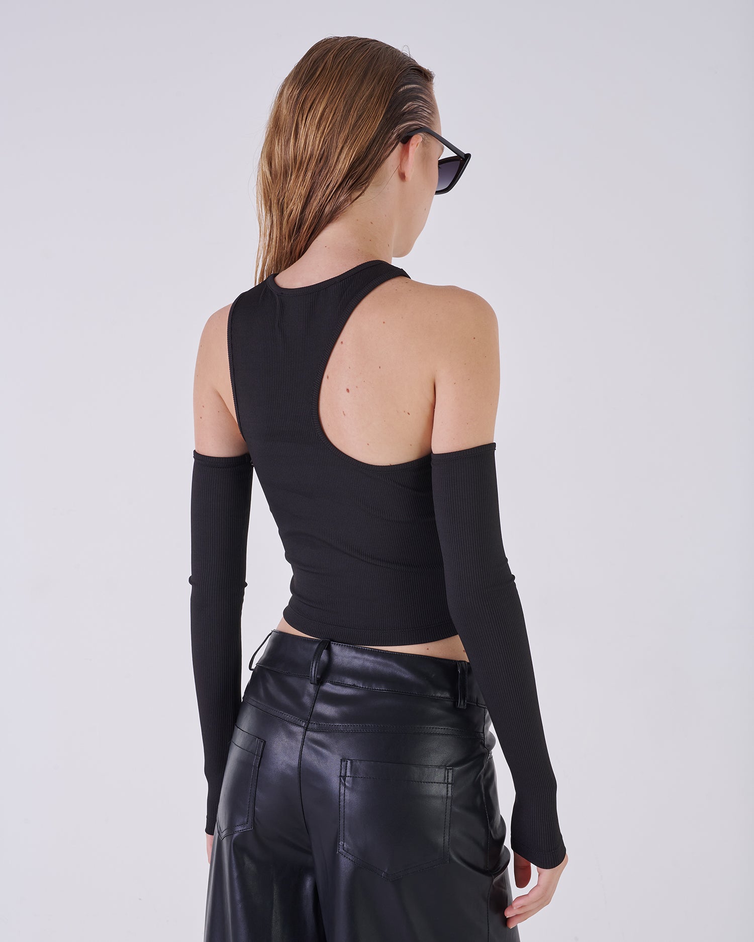 Edgy Black Tank Sweater with Cutout Back