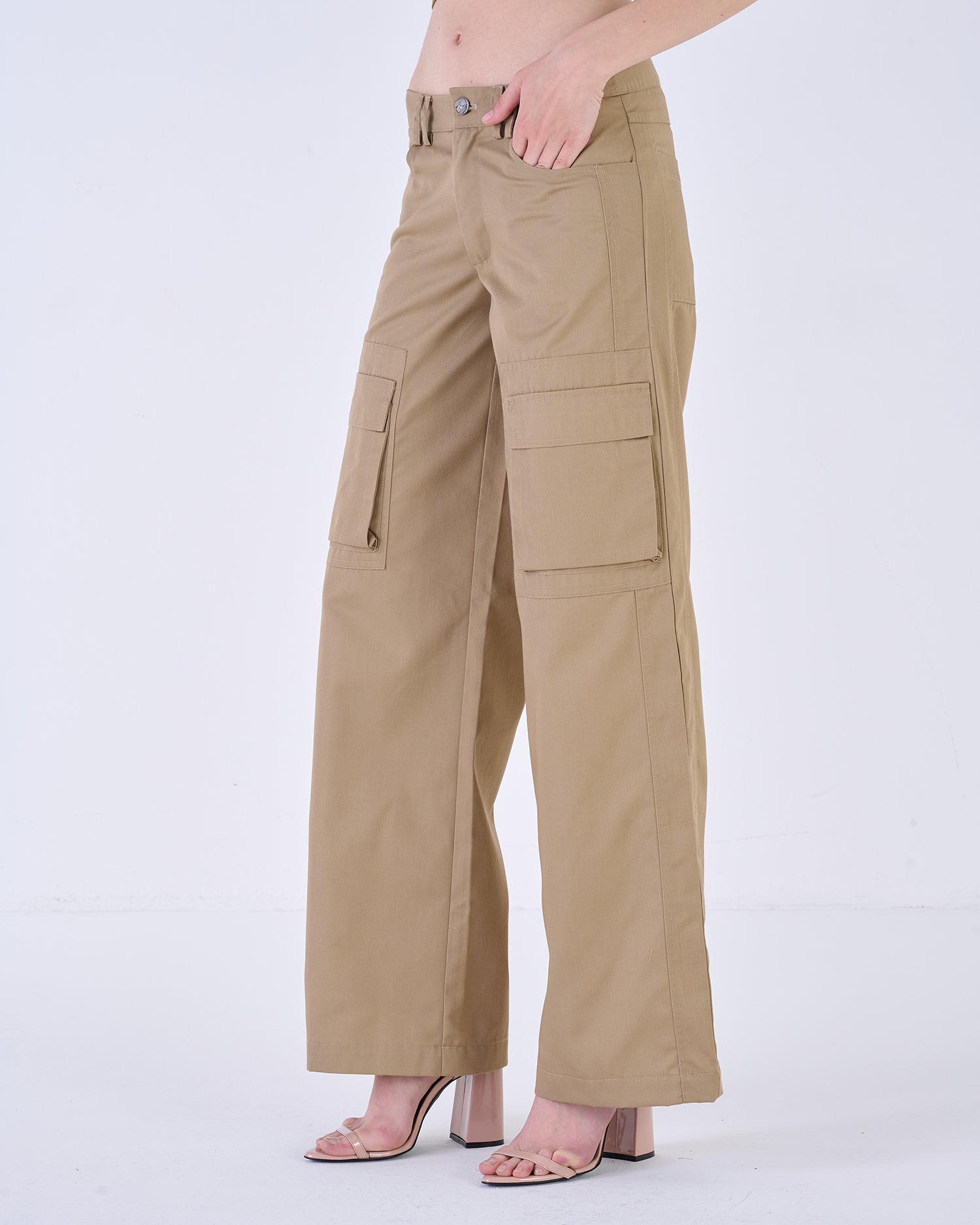 Beige Cargo Pants with Multiple Pockets