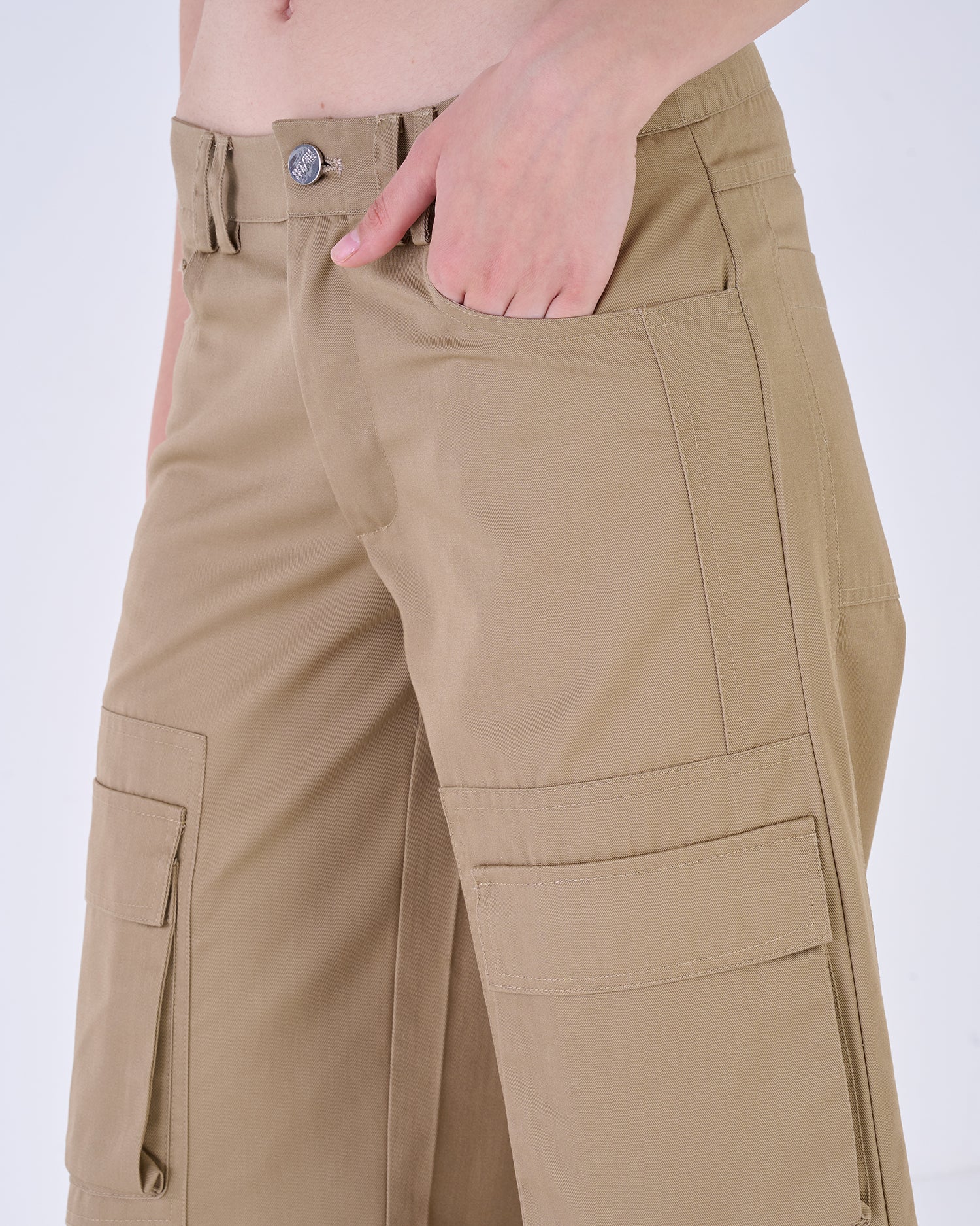 Beige Cargo Pants with Multiple Pockets