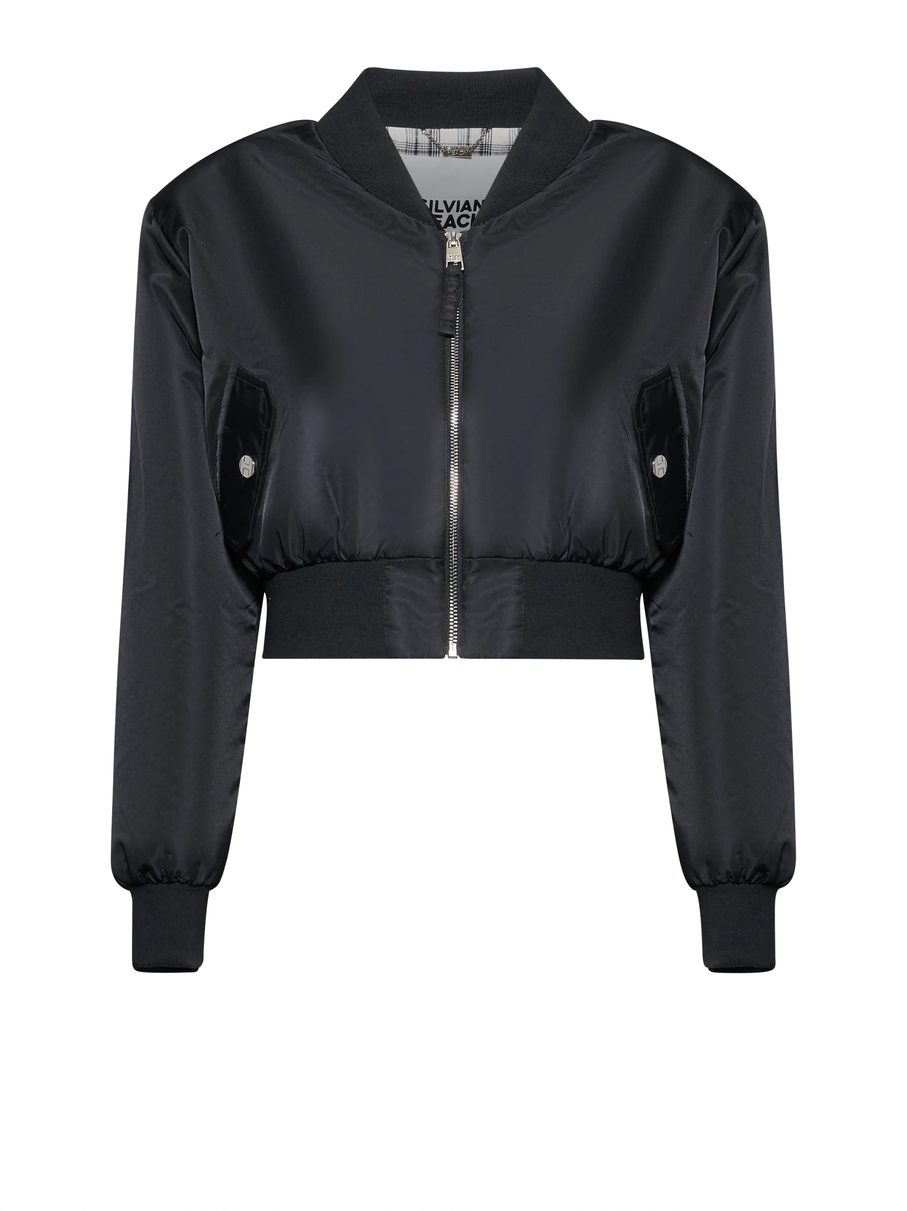 Black jacket with zip closure and essential details