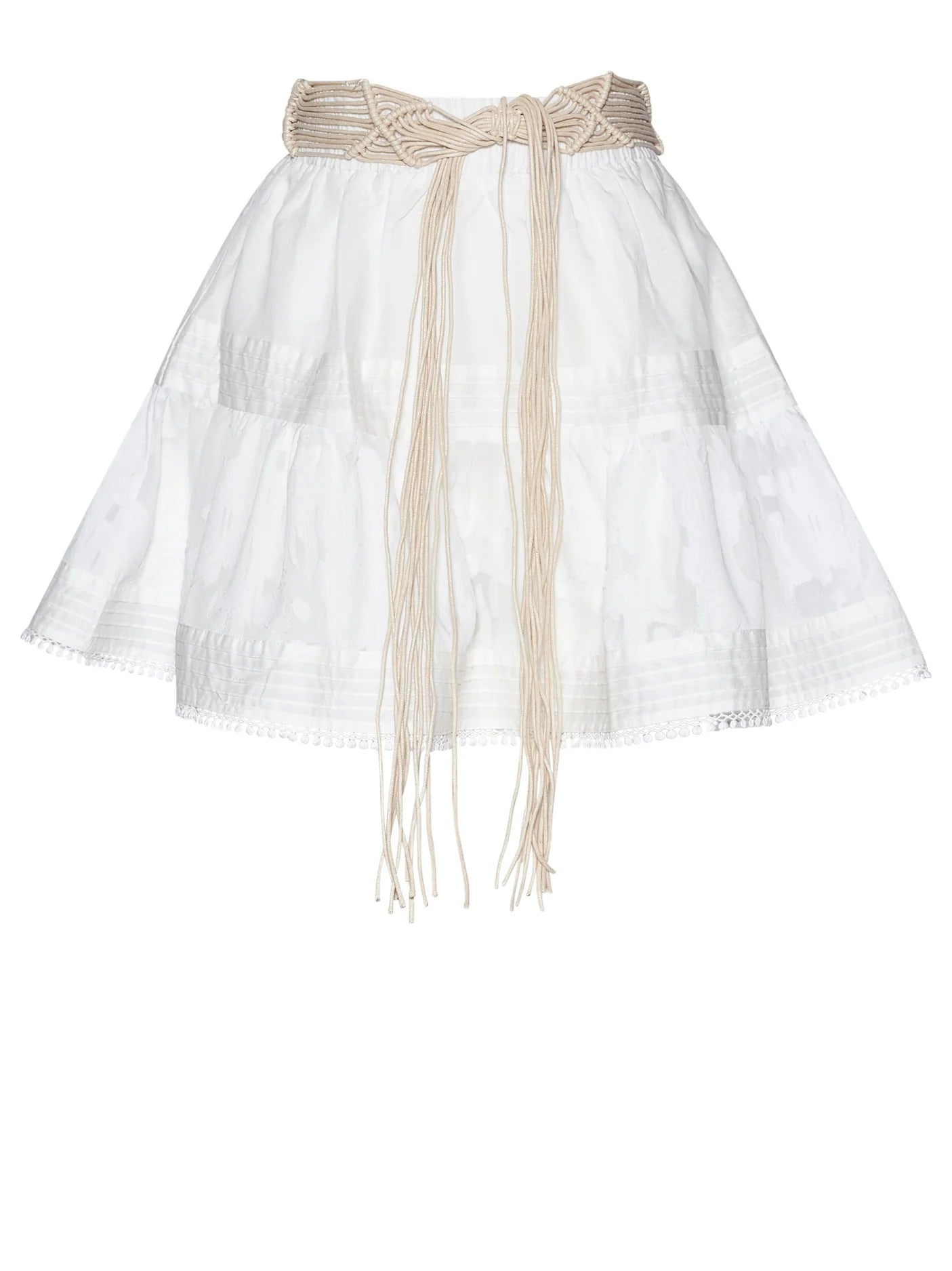 Short skirt with braided belt and embroidered details