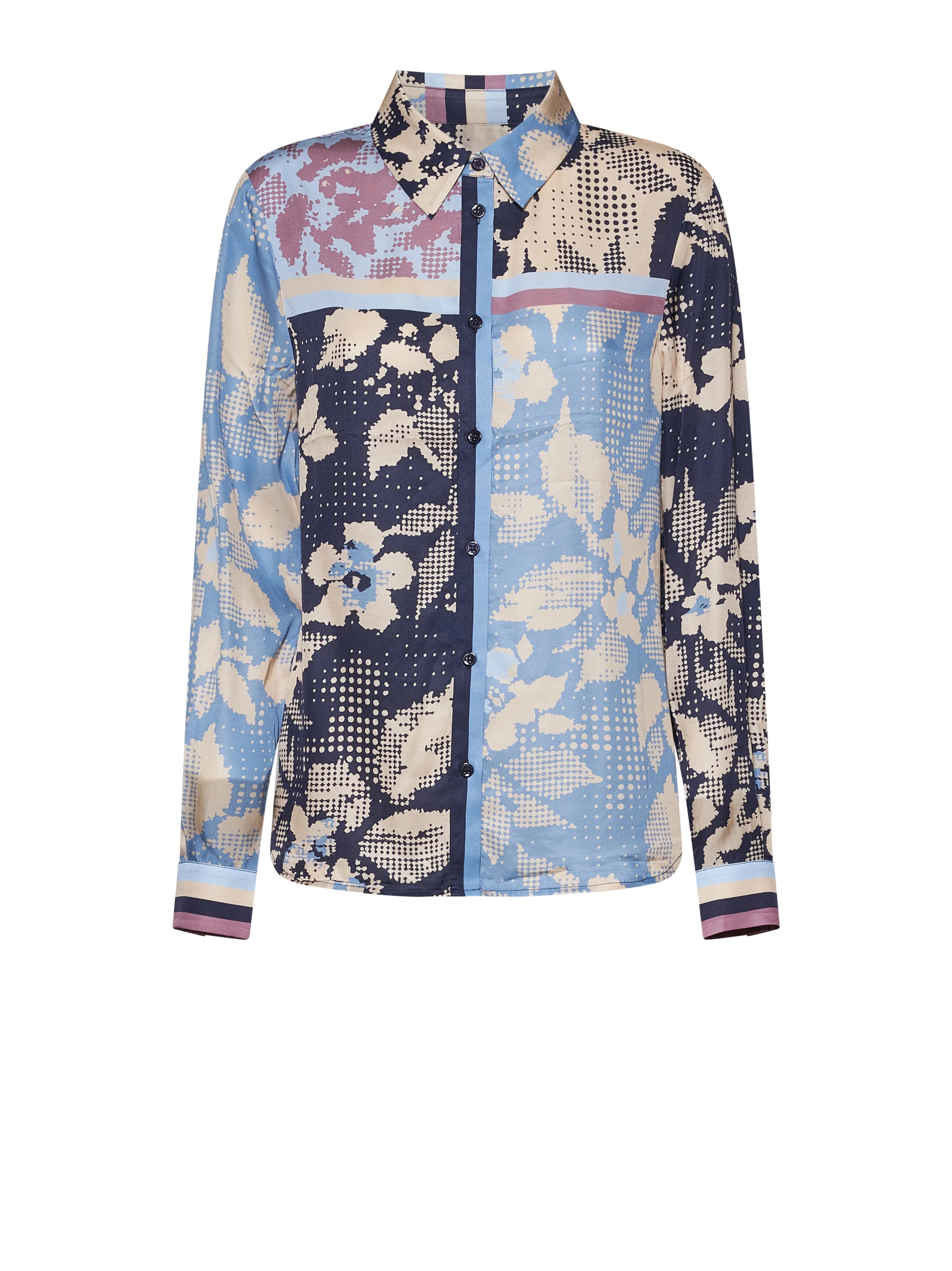 Shirt with multi-layered artistic motif