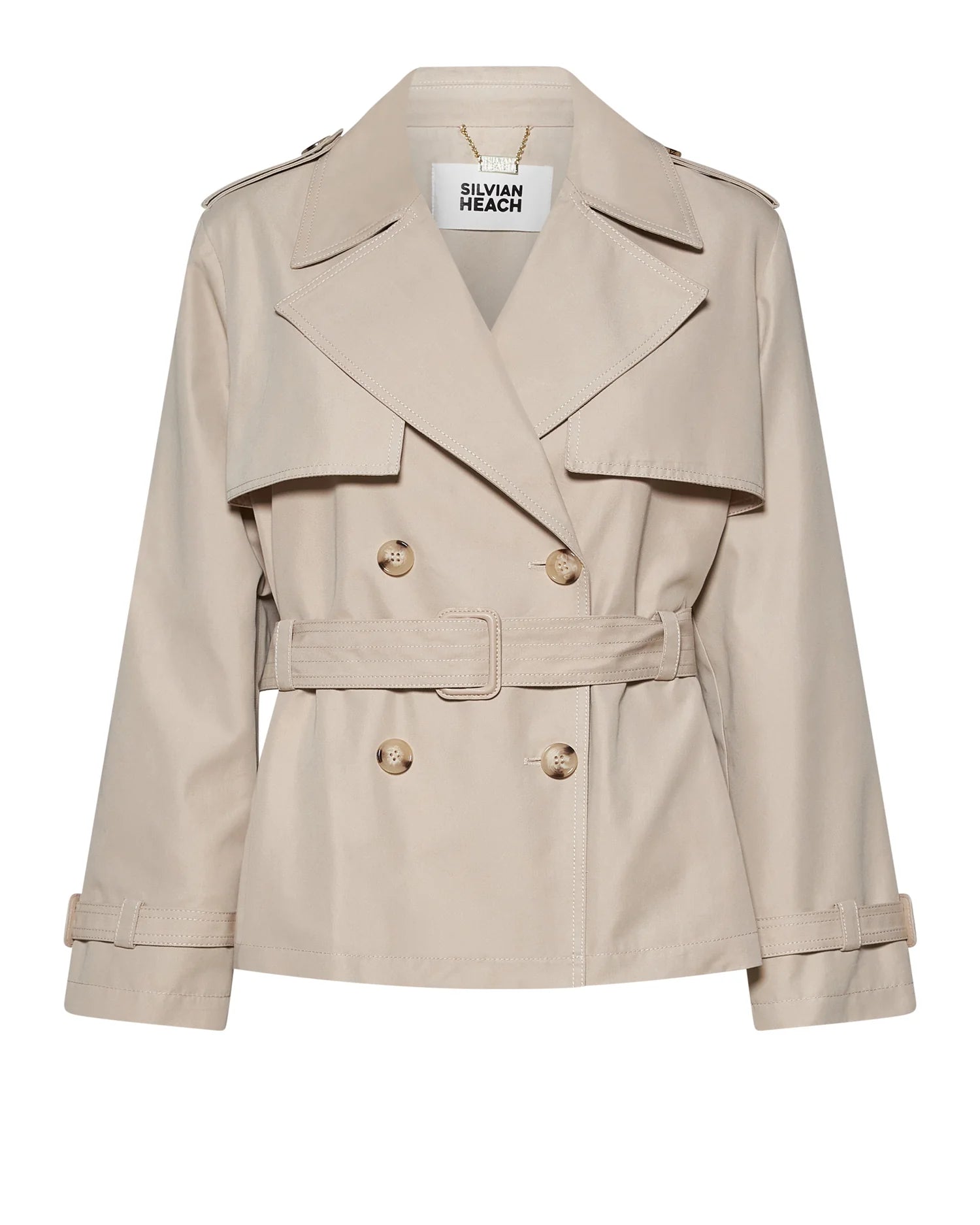 Short double-breasted trench coat with a refined design