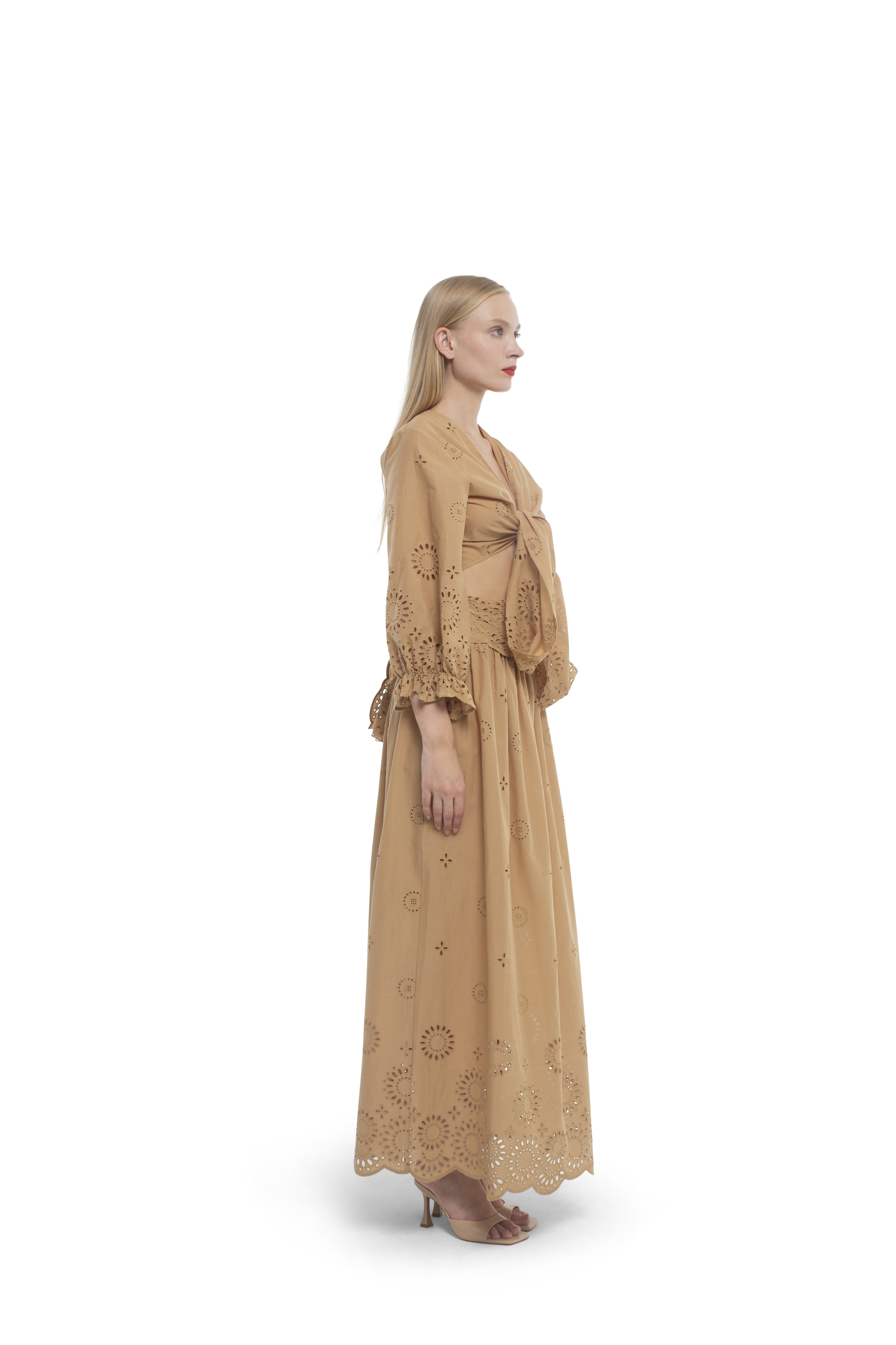 Camel Dress with Cut-Out Patterns