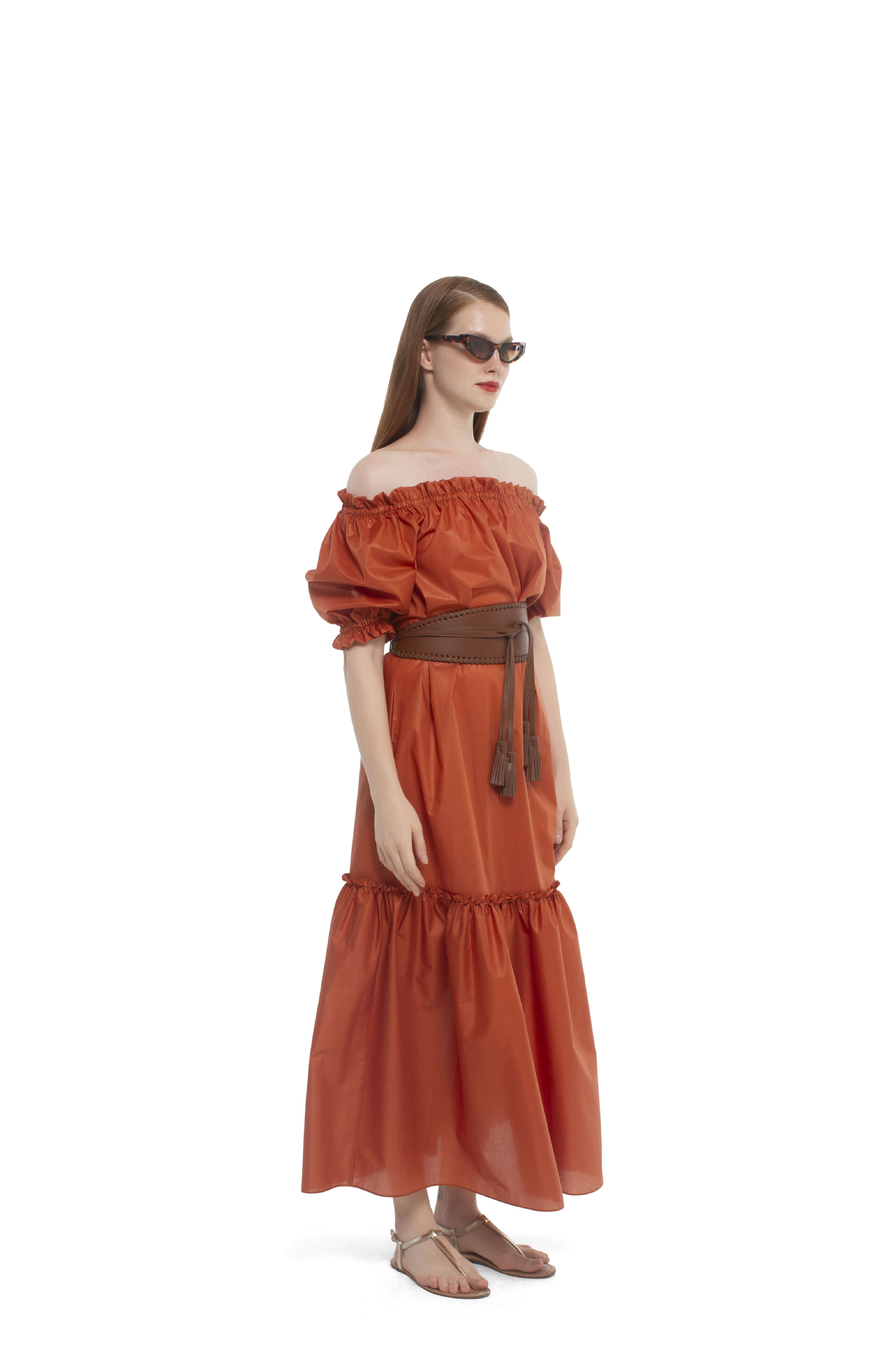 Sunset Ruffled Midi Dress