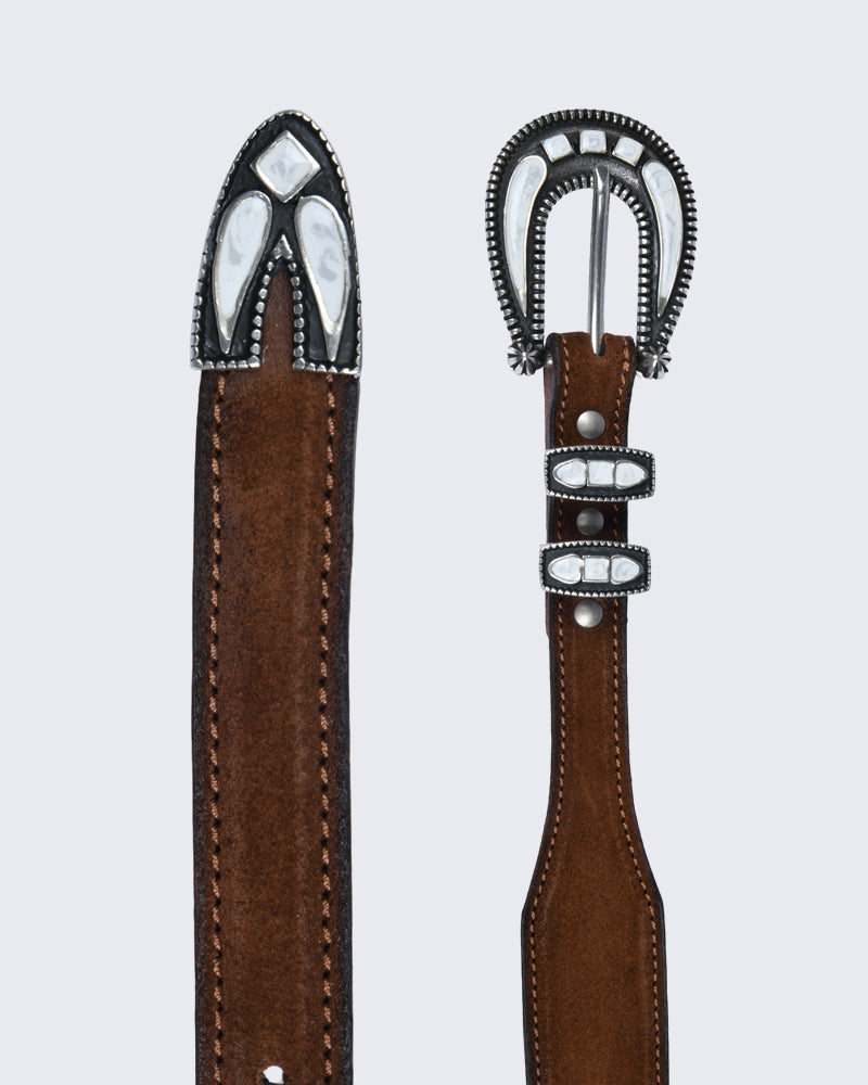 Horseshoe Buckle Brown Leather Belt