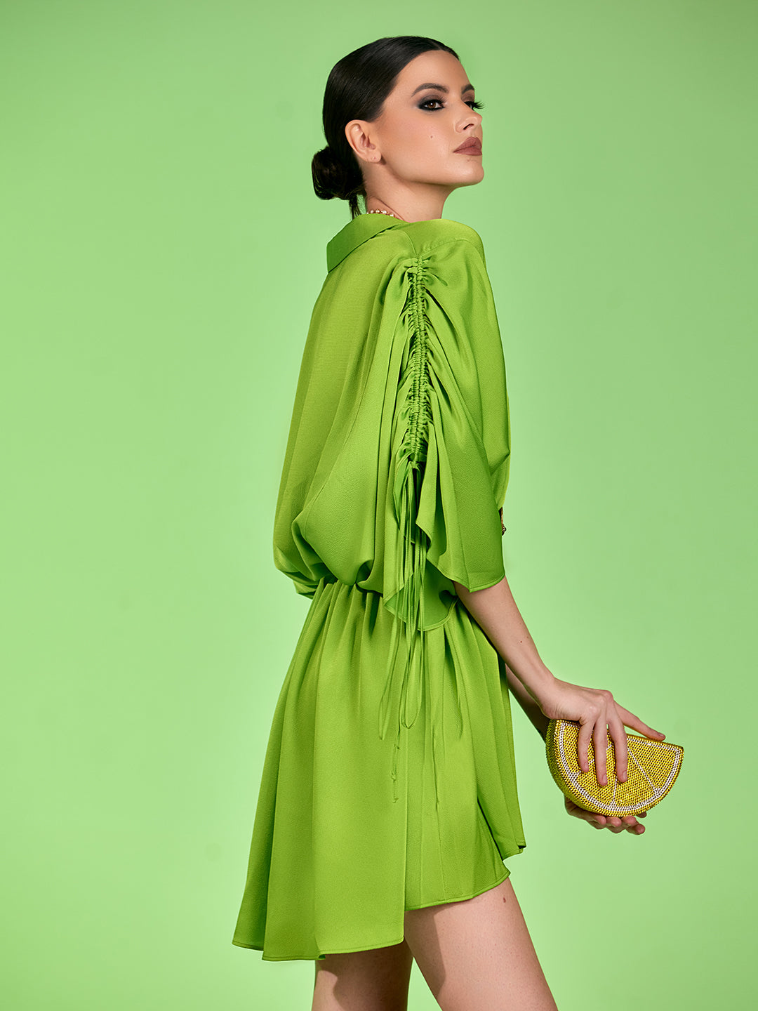 Verdant Vogue- Green Belted Dress