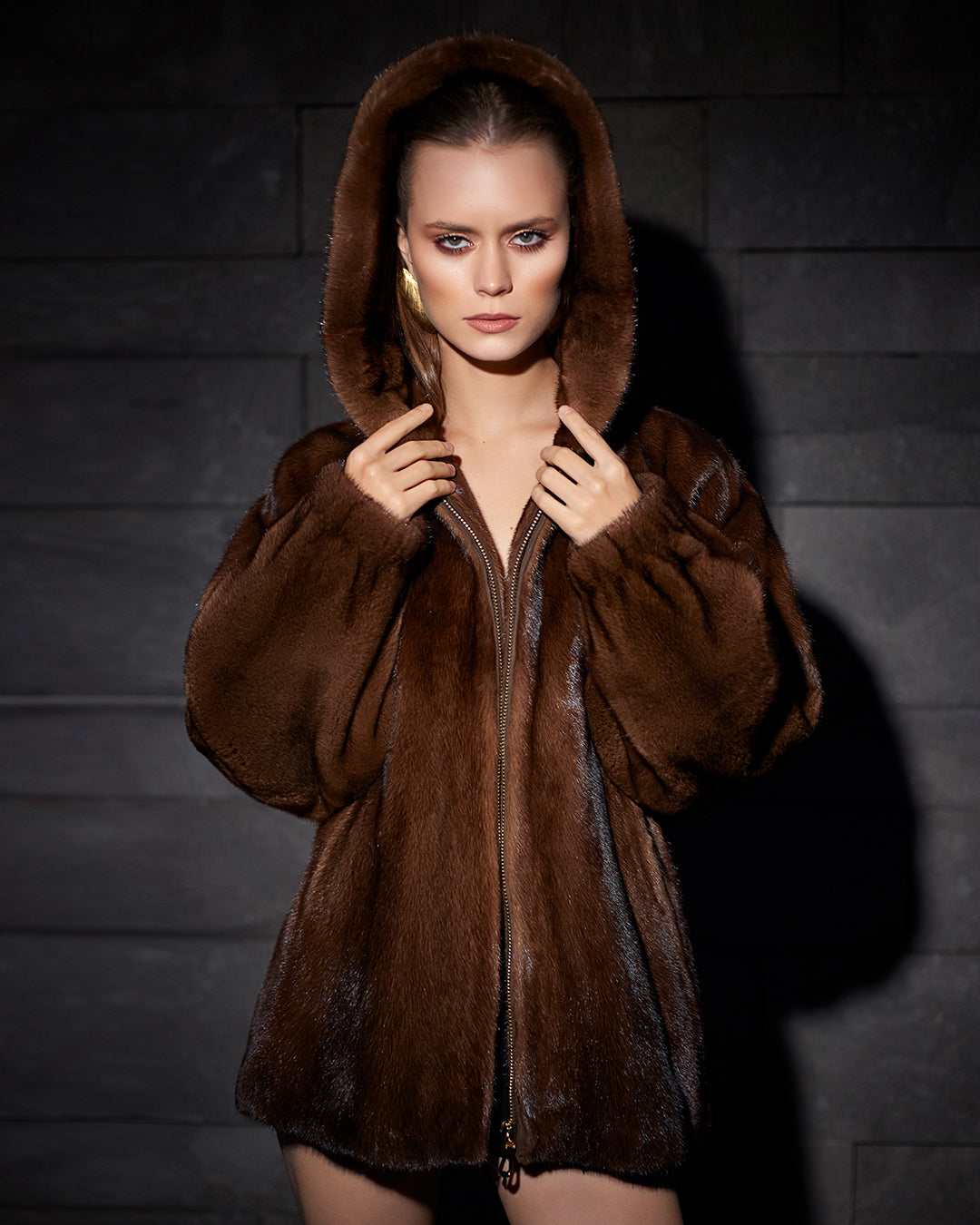 Luxurious Mink Fur Jacket with Hood