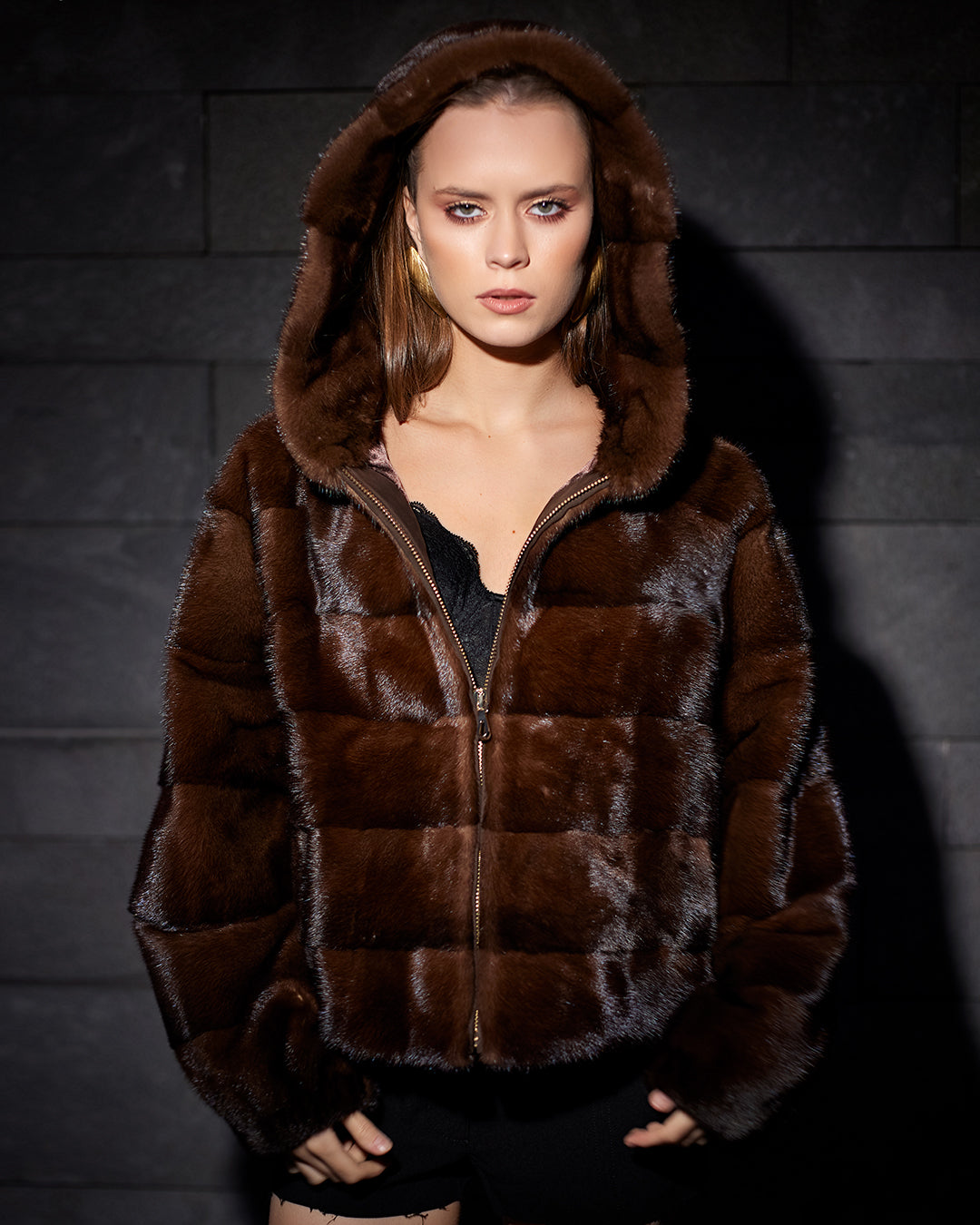 Quilted Mink Fur Jacket with Hood