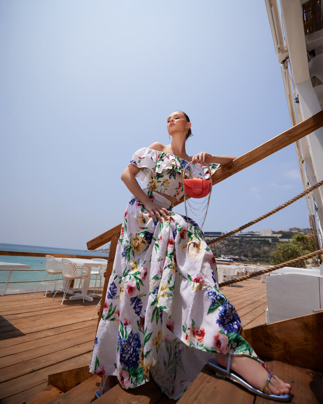 Azure Mirage Boho Maxi Skirt