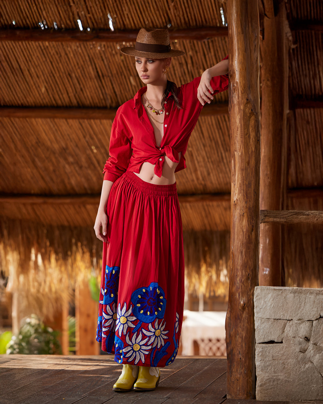 Sunset Ruby Tie-Front Shirt