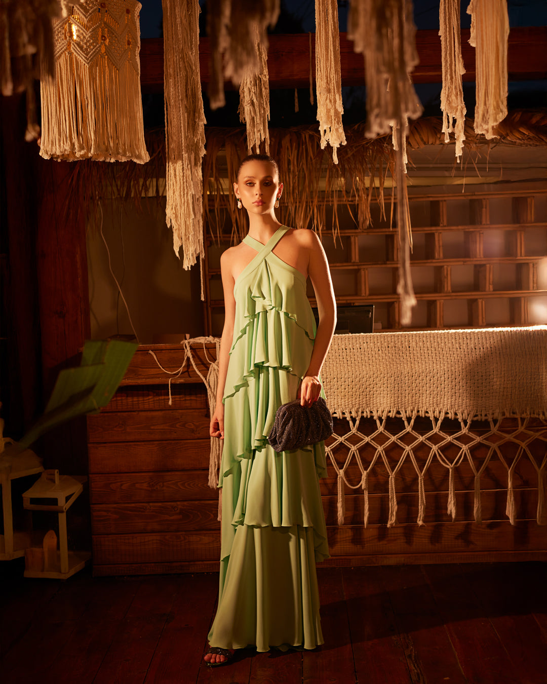 Sage Ruffle Reverie Gown