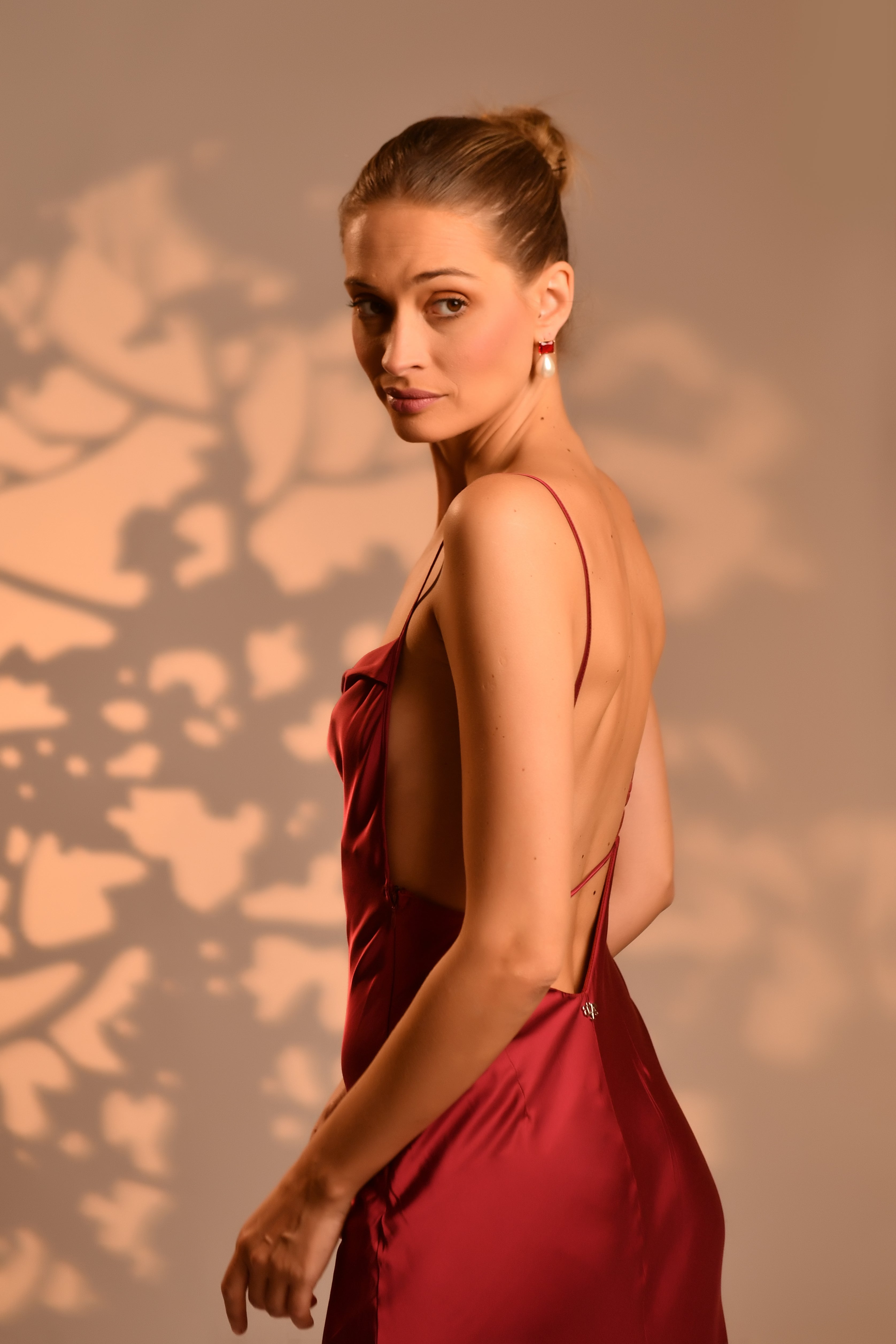 Deep V Red Column Dress